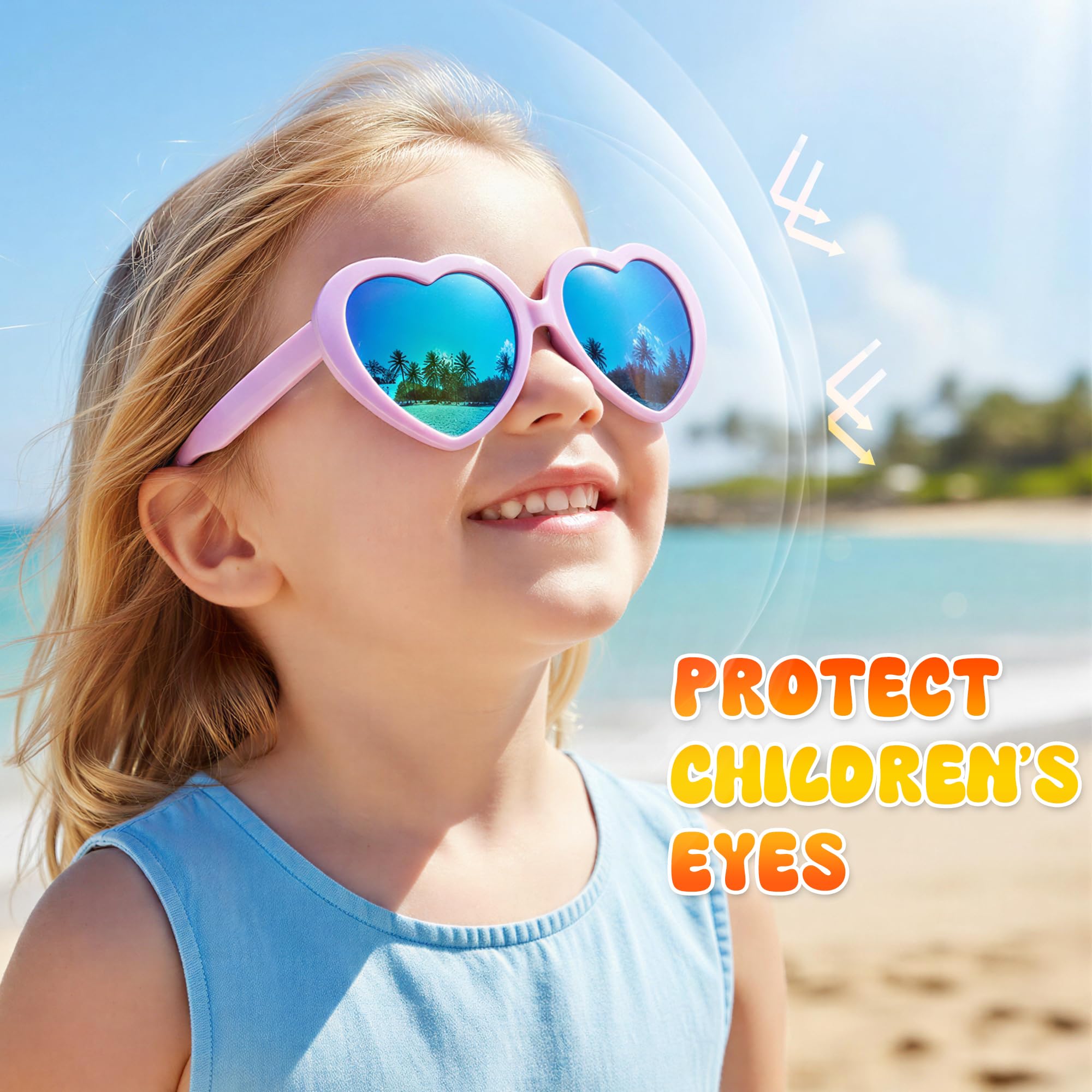 Kids Sunglasses Bulk, Kids Sunglasses Party Favors for Age 3-8, UV400 Protection Neon Kids Sunglasses Bulk for Boys Girls (12Pack-heart sunglasses)