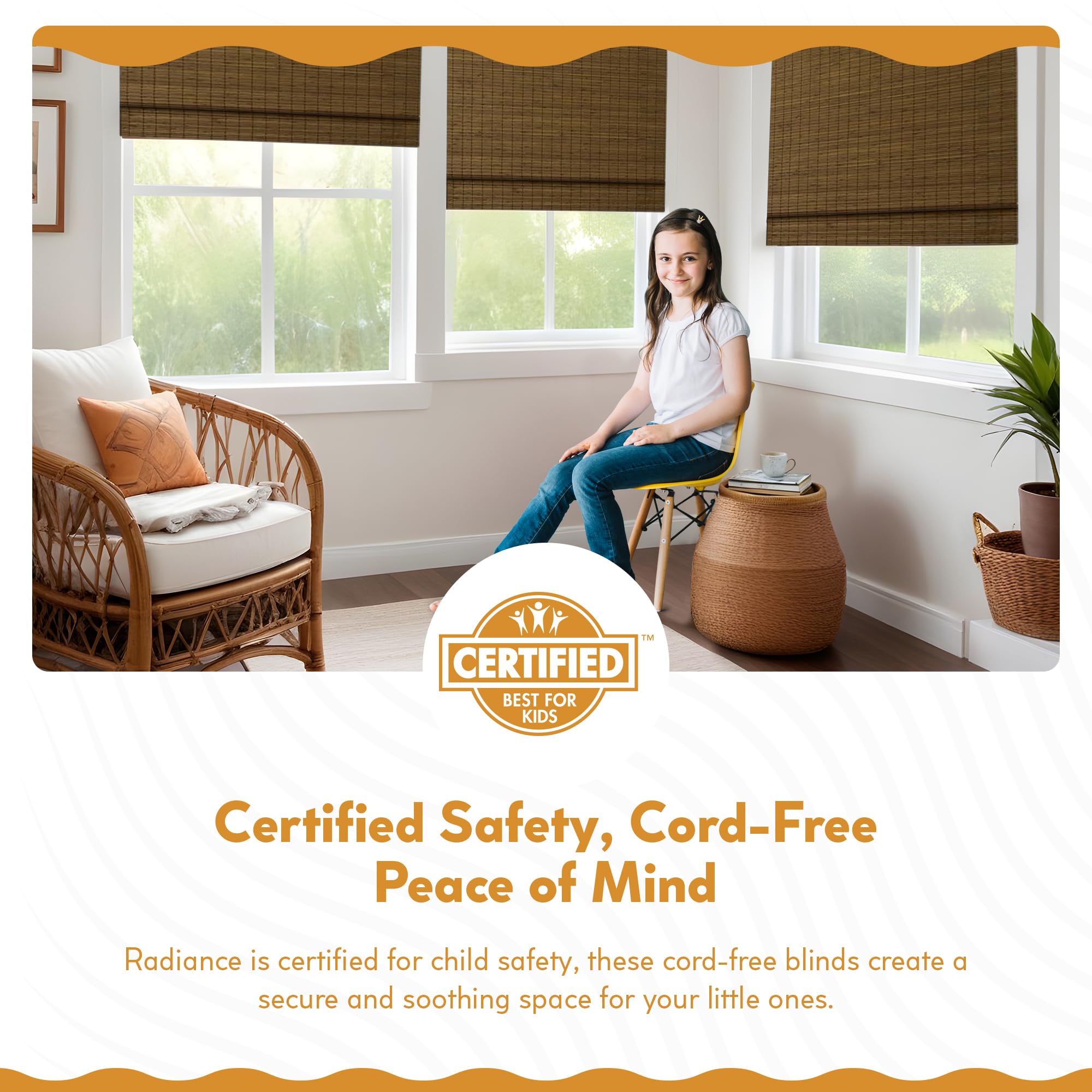 Radiance Cordless Bamboo Roman Shades for Windows - Flatstick Bamboo Blinds for Semi-Private Light Control - Easy to Lift & Fold Up Window Shades - Cocoa - 23 in. W x 64 in. L - (2216300E)