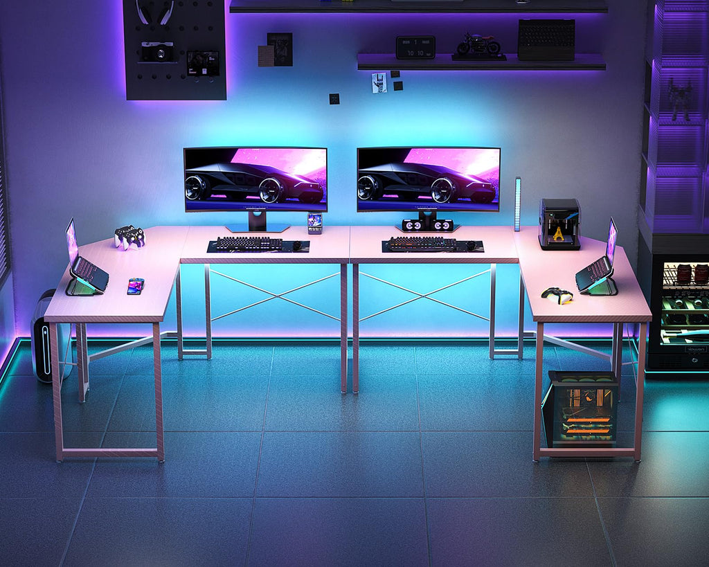 Casaottima 47 inch L Shaped Gaming Desk, Corner Desk Gaming Table for Home Office, Computer Desk Sturdy Writing Workstation for Small Space, Easy to Assemble, Black