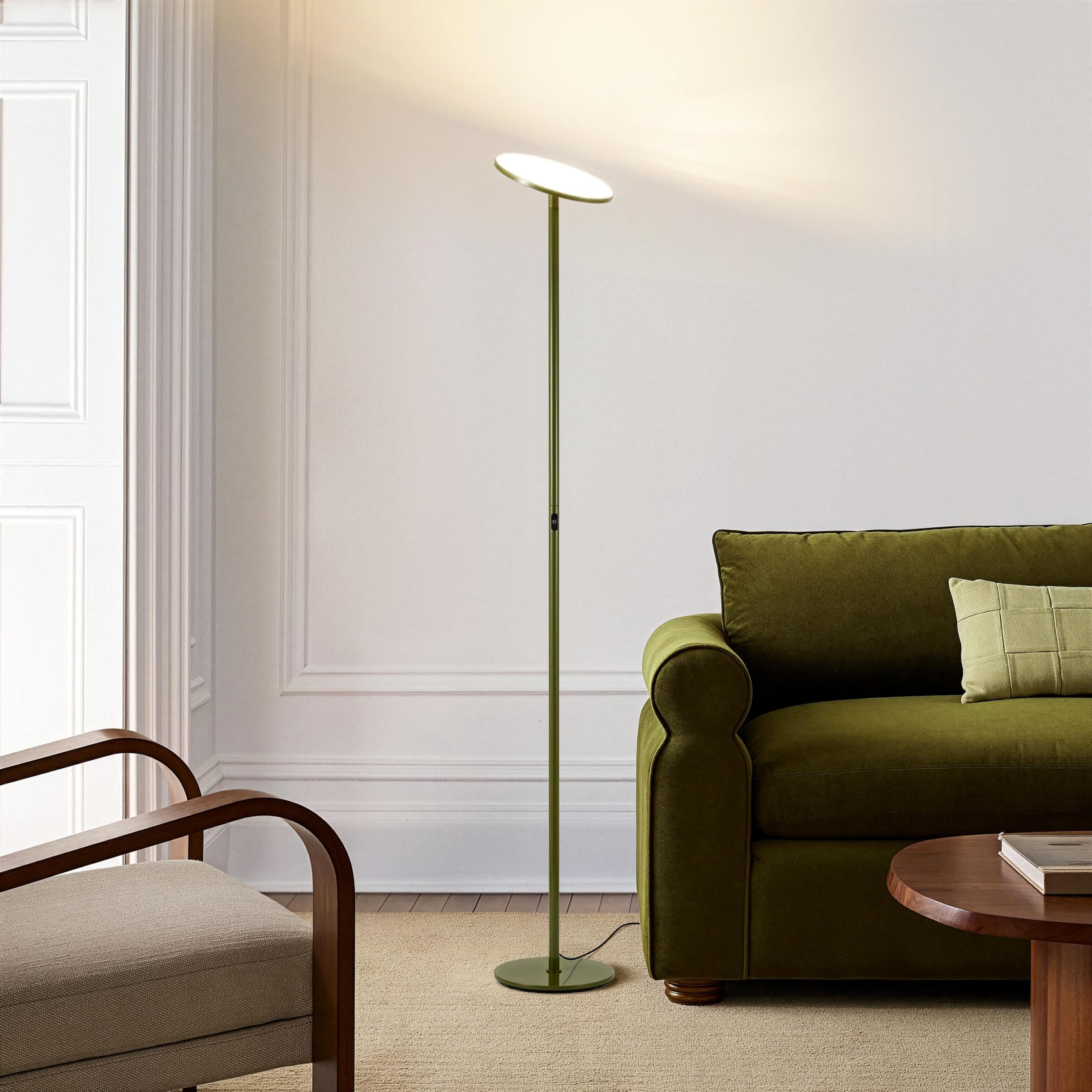 Brightech Sky LED Floor lamp, Torchiere Super Bright Floor Lamp for Living Room Decor & Office - Dimmable, Tall Standing Lamp with Warm Light for Bedroom & Reading - Bronze
