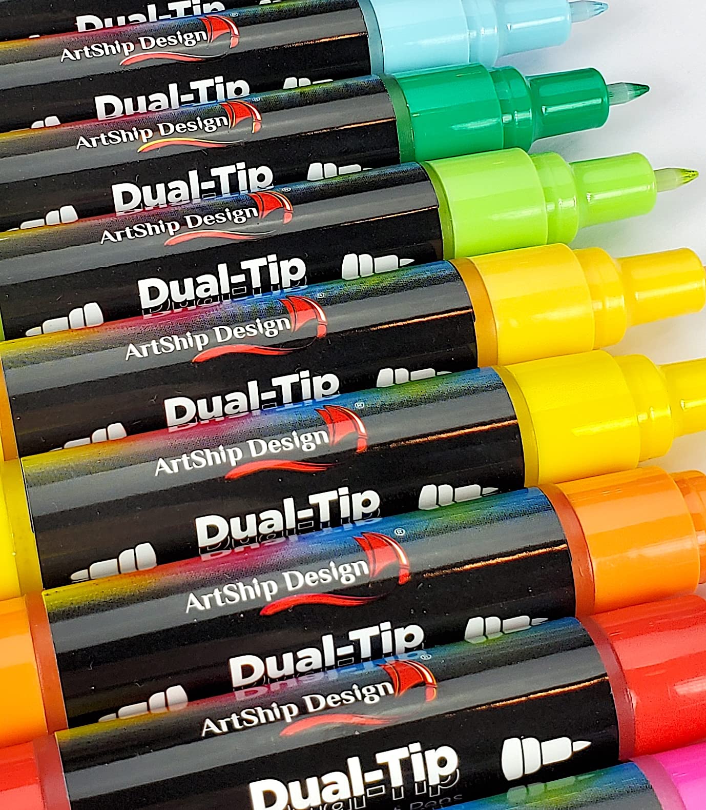 ArtShip Design 10 Black Acrylic Paint Pens, Double Pack of Both Extra Fine and Medium Tip Paint Markers, for Rock Painting, Mug, Ceramic, Glass, and Fabric Painting, Water Based Non-Toxic and No Odor