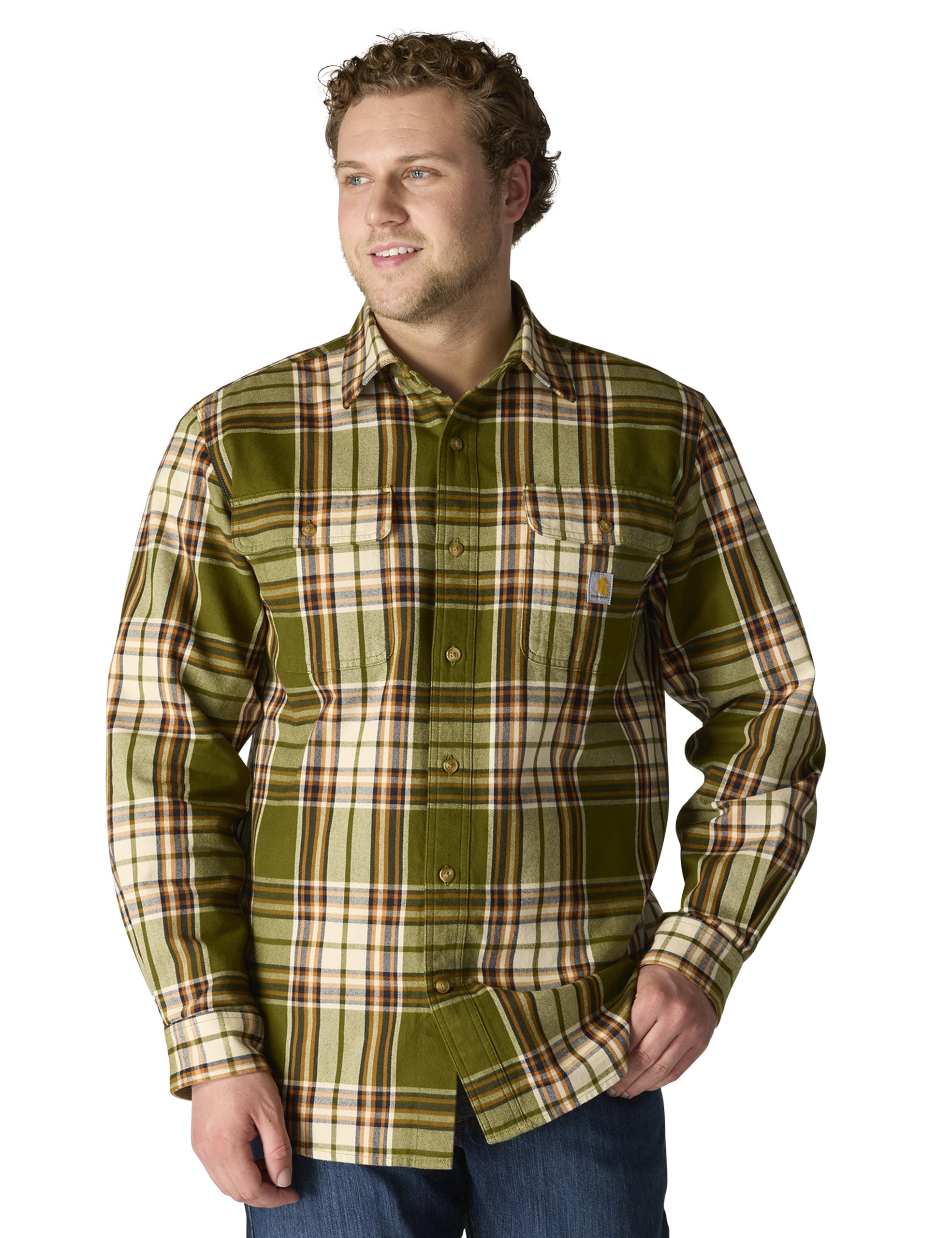 Carhartt Men's Loose Fit Heavyweight Flannel Long-Sleeve Plaid Shirt