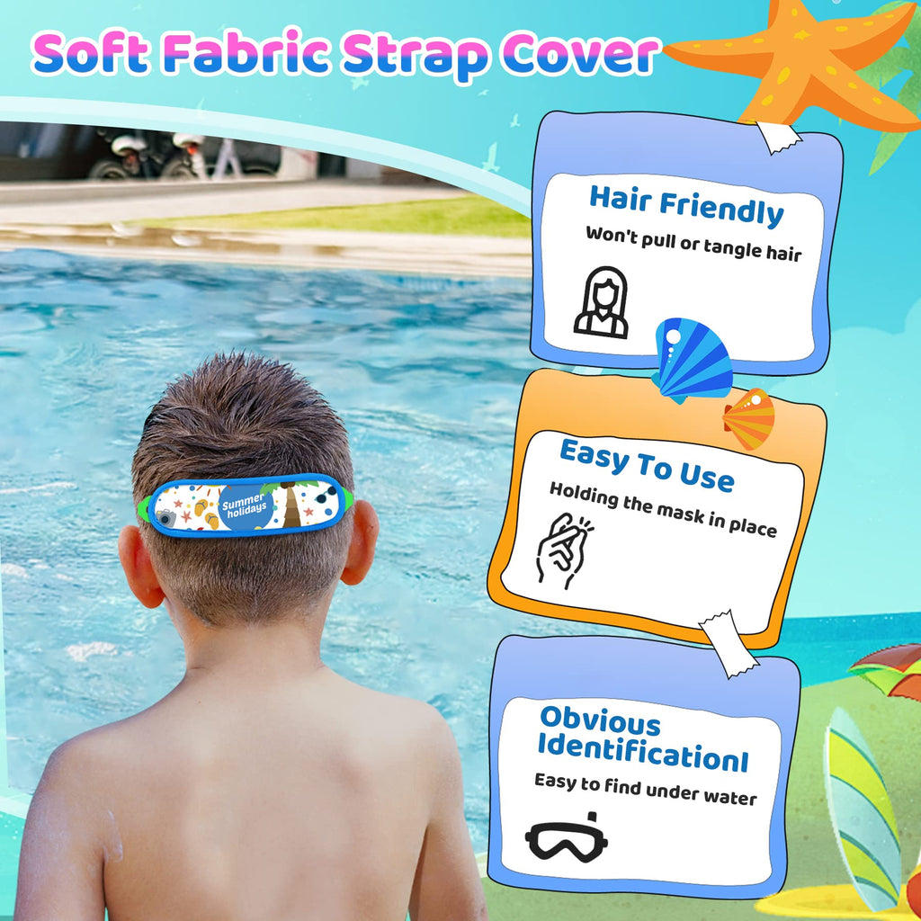 Vvinca Kids Swim Goggles with Fabric Strap No Tangle Pain-Free, Anti-Fog Swimming Pool Goggle No Leak for Toddlers Girls Boys