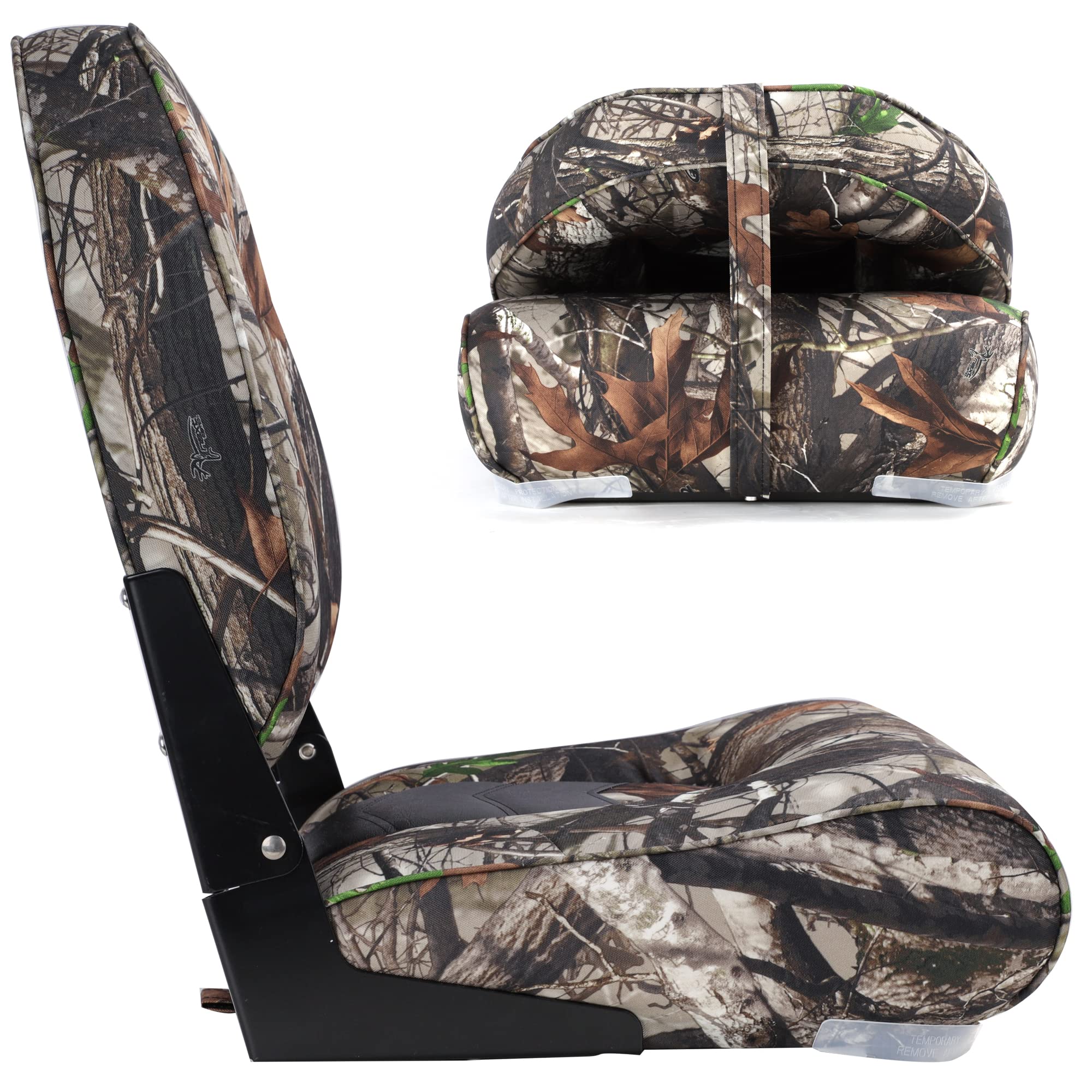 NORTHCAPTAIN Marine Boat Chair 2 Pack,Camo High Back Folding Fishing Boat Seat for Fishing, Bass/Jon/Pontoon Boats, 4 Mounting Screws Included