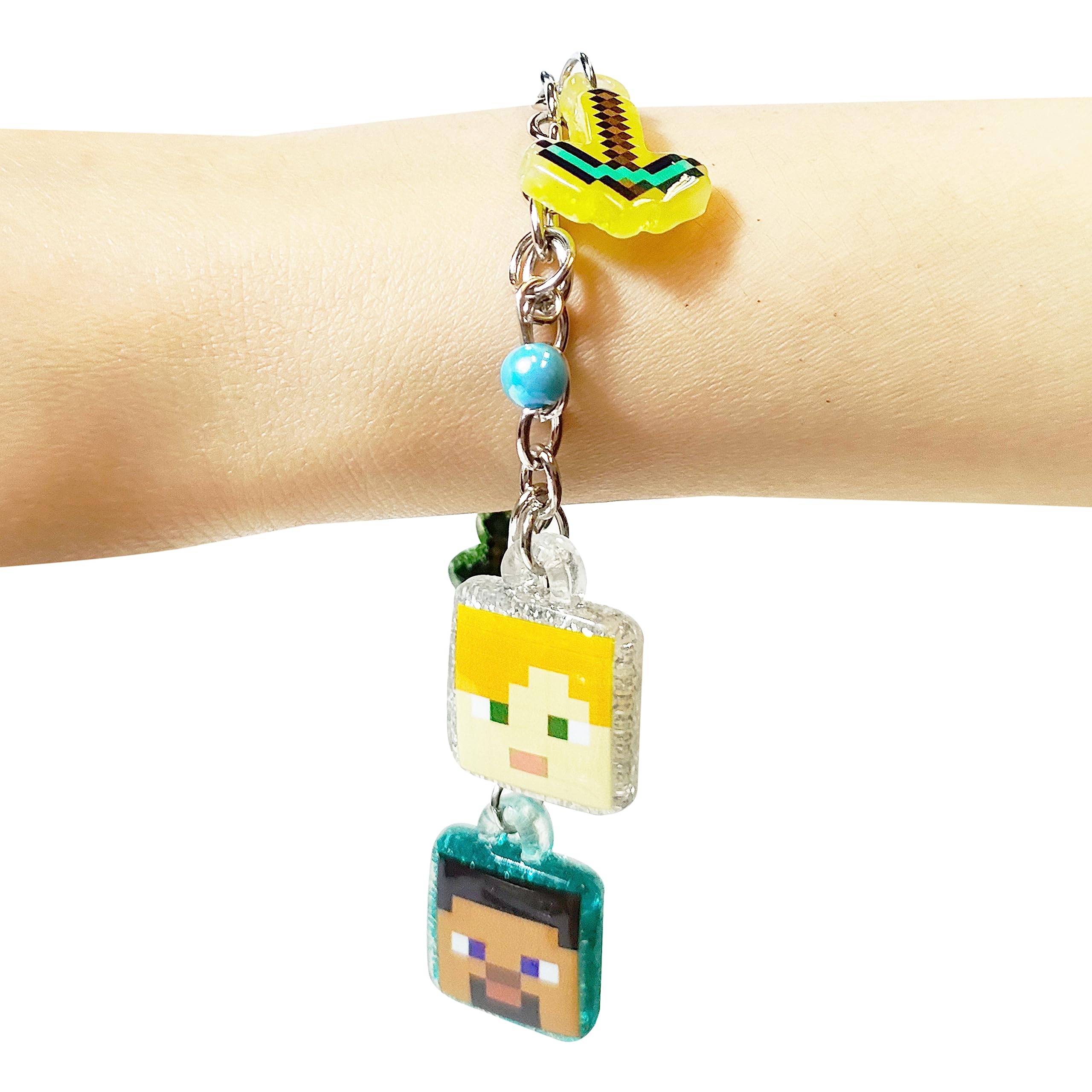 LUV HER 7" Minecraft Bracelet with 4 Metal Charms - Minecraft -Ages 3+
