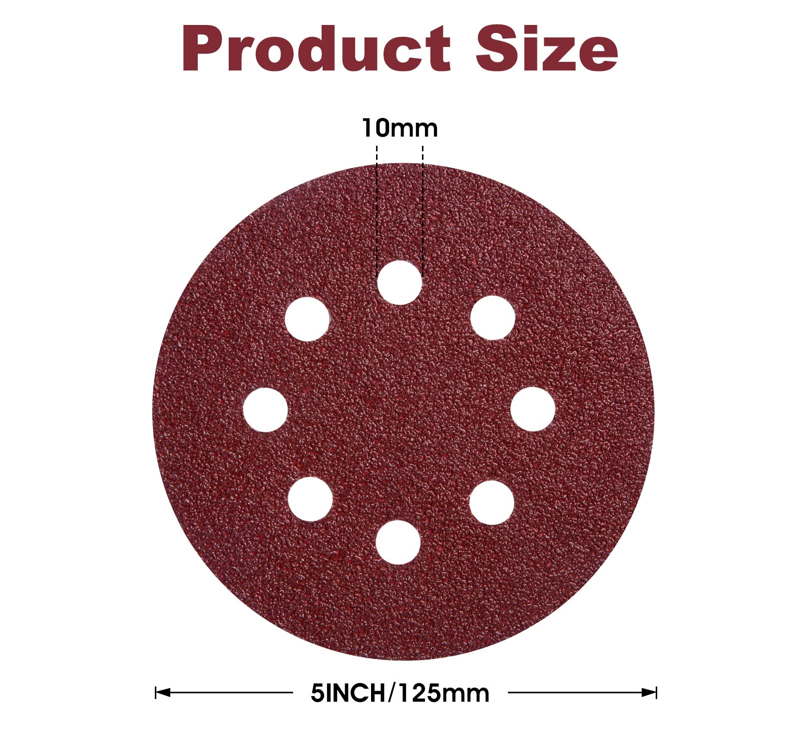 S SATC 72 PCS 5 Inch 8 Hole Hook and Loop Adhesive Sanding Discs Sandpaper for Random Orbital Sander 40 60 80 120 180 240 320 Grits