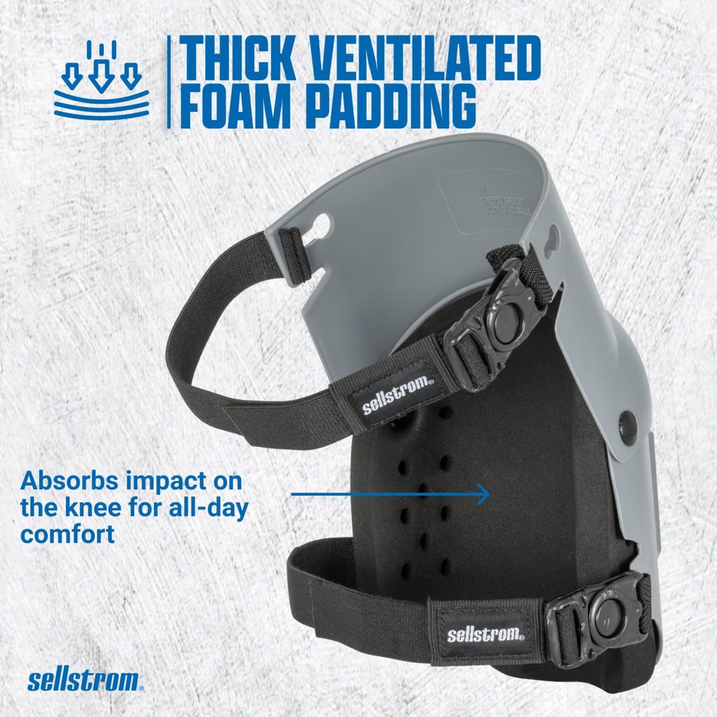 Sellstrom Rodilleras profesionales Ultra Flex III KneePro para hombres y mujeres con amortiguación de espuma de triple capa, carcasa exterior de servicio pesado, clips de velocidad - para trabajos de
