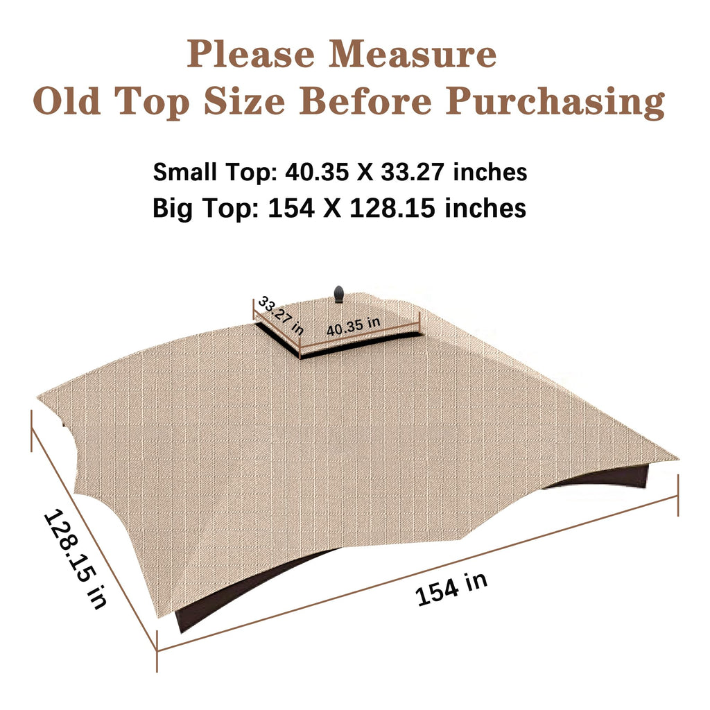 SCOCANOPY Replacement Top Compatible with The Lowe's Gazebo Model #GF-12S004B-1 / GF-12S004BTO (Grey Ripstop)