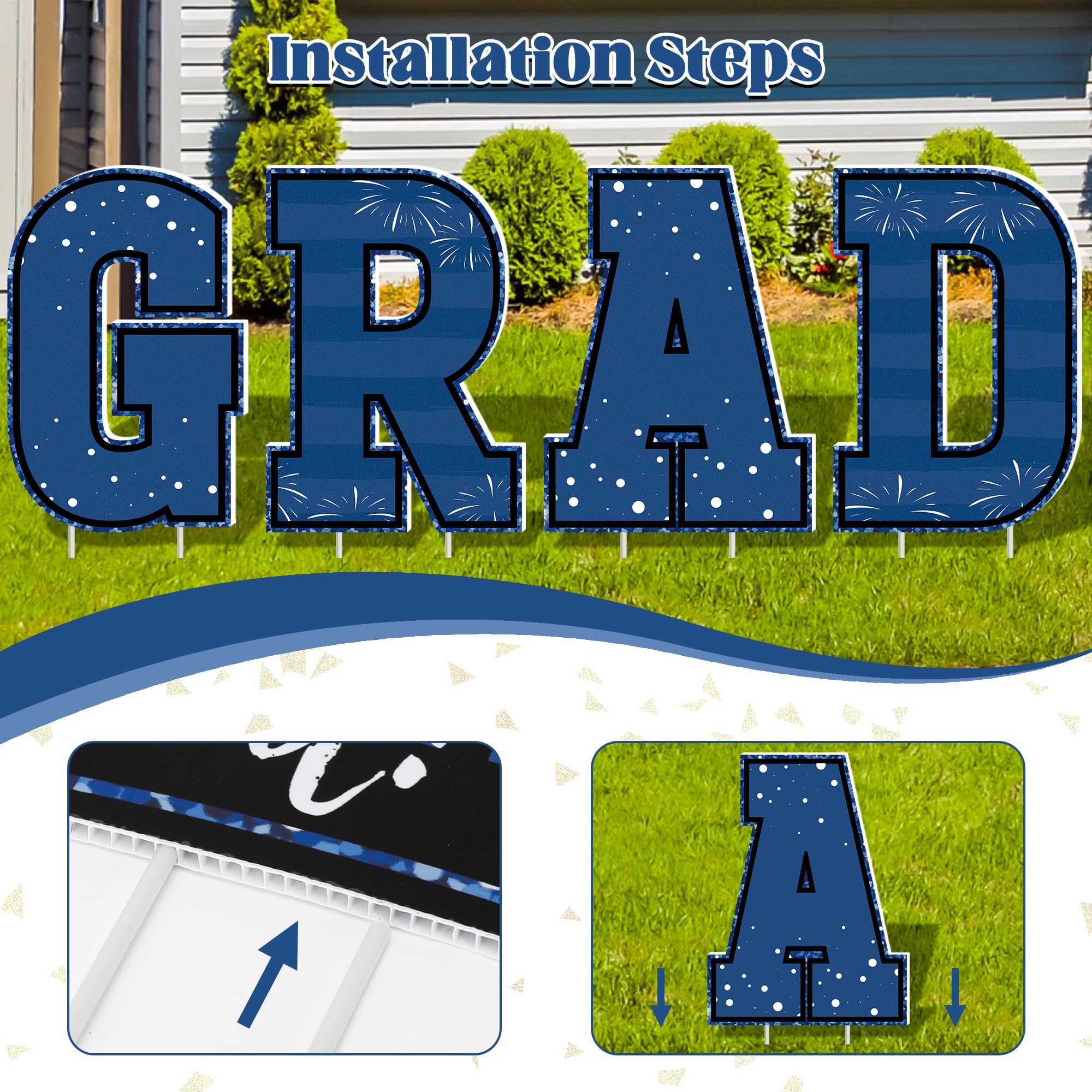 HOVACY 20 PCS Black Gold Graduation Yard Signs Class of 2026 | Black Gold 20 PCS, 40 Stakes, 11.57 x 16.14 in, Corrugated Plastic, Waterproof, Congrats Grad Sign, Graduation Sign