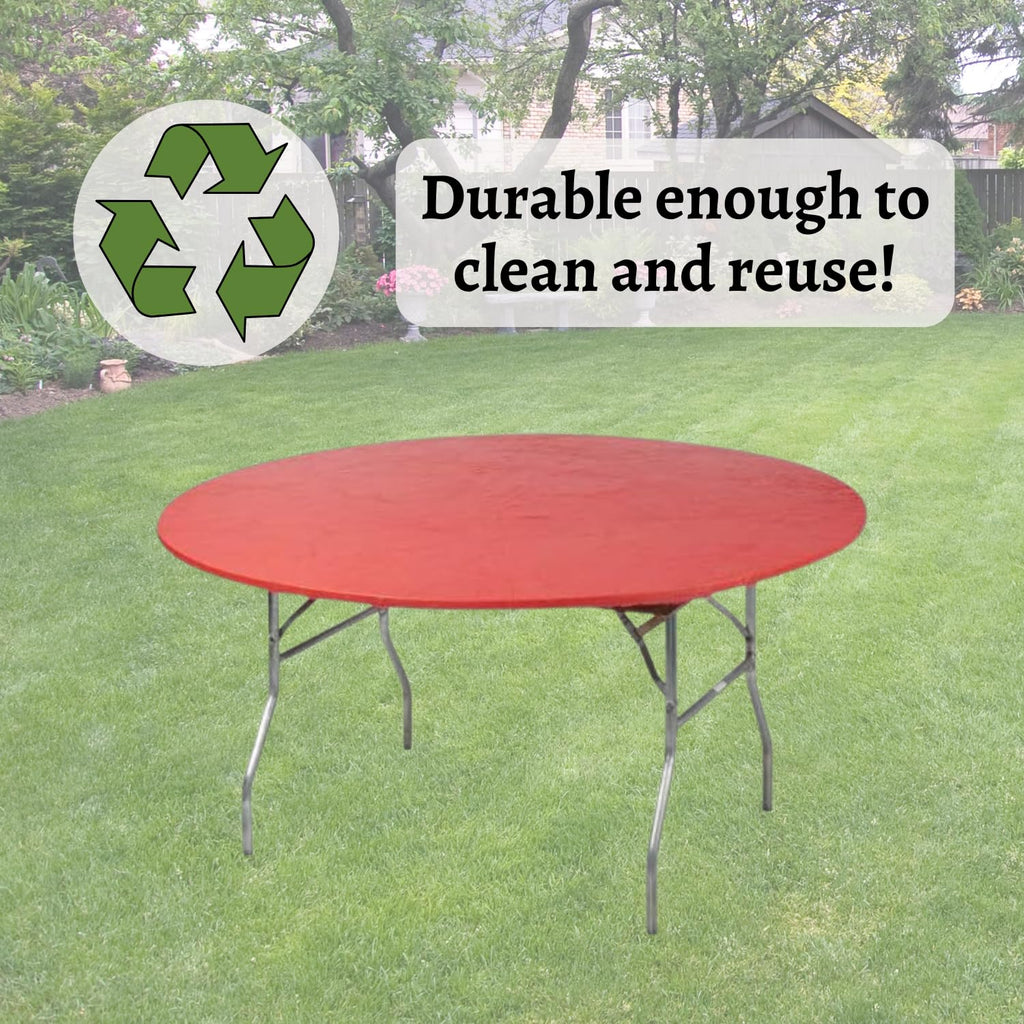 Kwik-Covers 60" Round Fitted Plastic Table Covers, 5 Pack (Black)