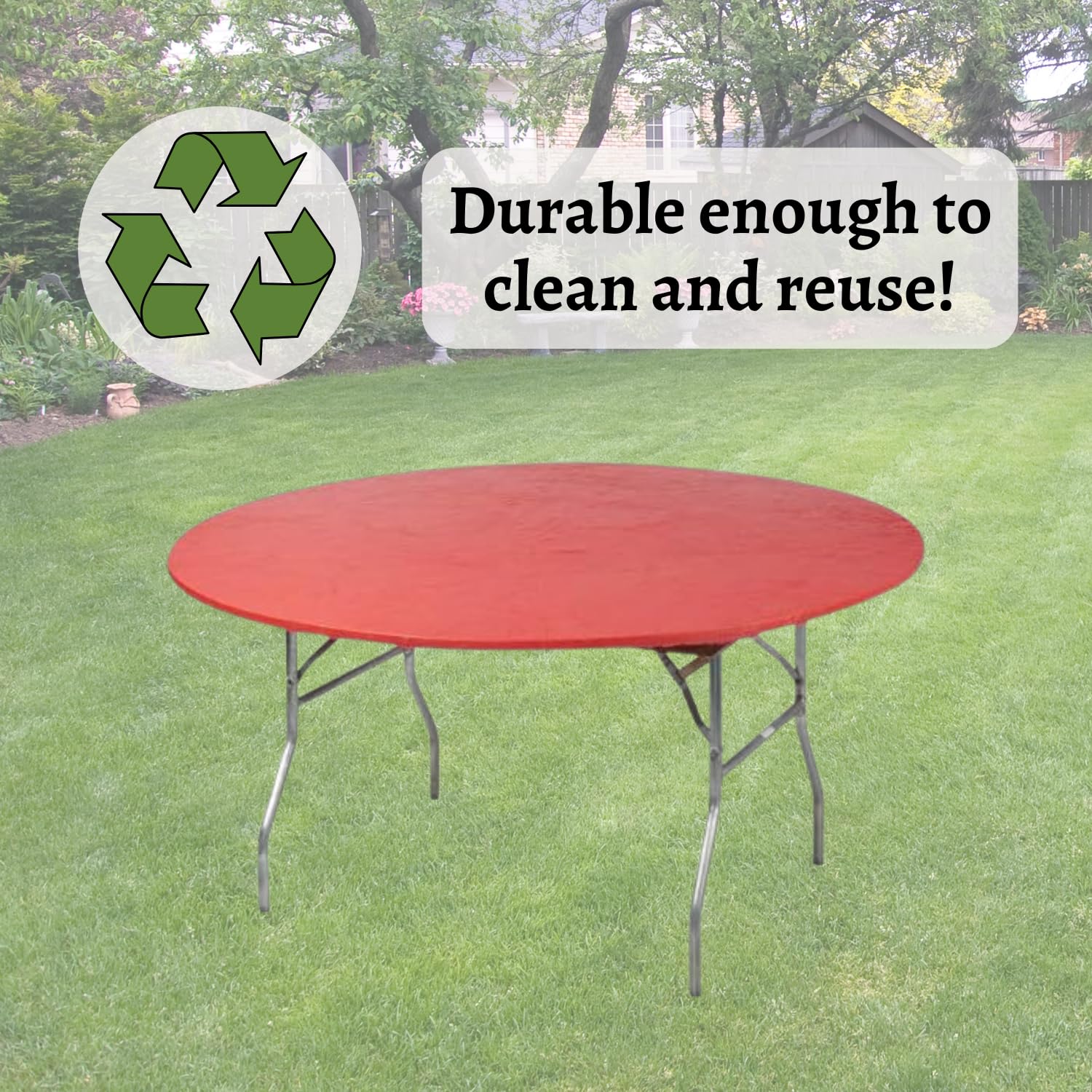 Kwik-Covers 60" Round Fitted Plastic Table Covers, 5 Pack (Black)