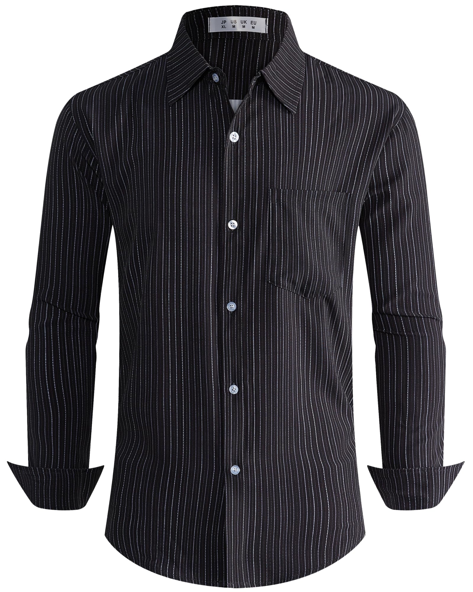 BOJIN Men's Dress Wrinkle-Free Floral Hawaiian Long Sleeve Flower Printed Casual Button Down Shirts with Pocket