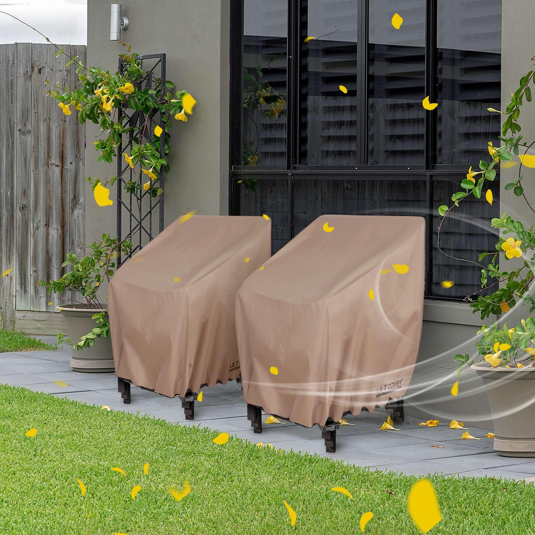 ULTCOVER Stackable Patio Chair Cover – Waterproof Outdoor Stack of Chairs Cover Fits Up to 26W x 30D x 45H inches, Balck