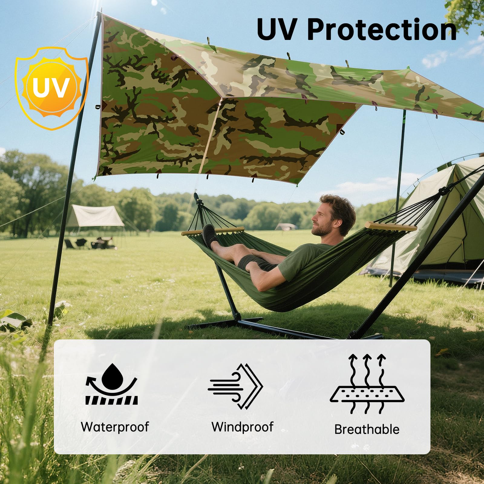 Free Soldier Waterproof Portable Tarp Multifunctional Outdoor Camping Traveling Awning Backpacking Tarp shelter Rain Tarp