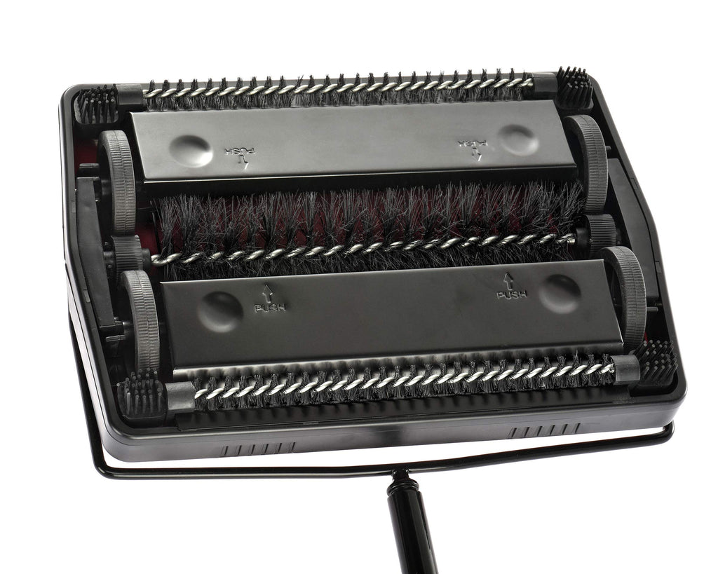 Alpine Manual Carpet Sweeper Triple Brush – Cordless Non Electric Multi-Surface Floor Brush Hardwood Floor Cleaner Easy Sweeping for Carpeted Floors (Improved Black)