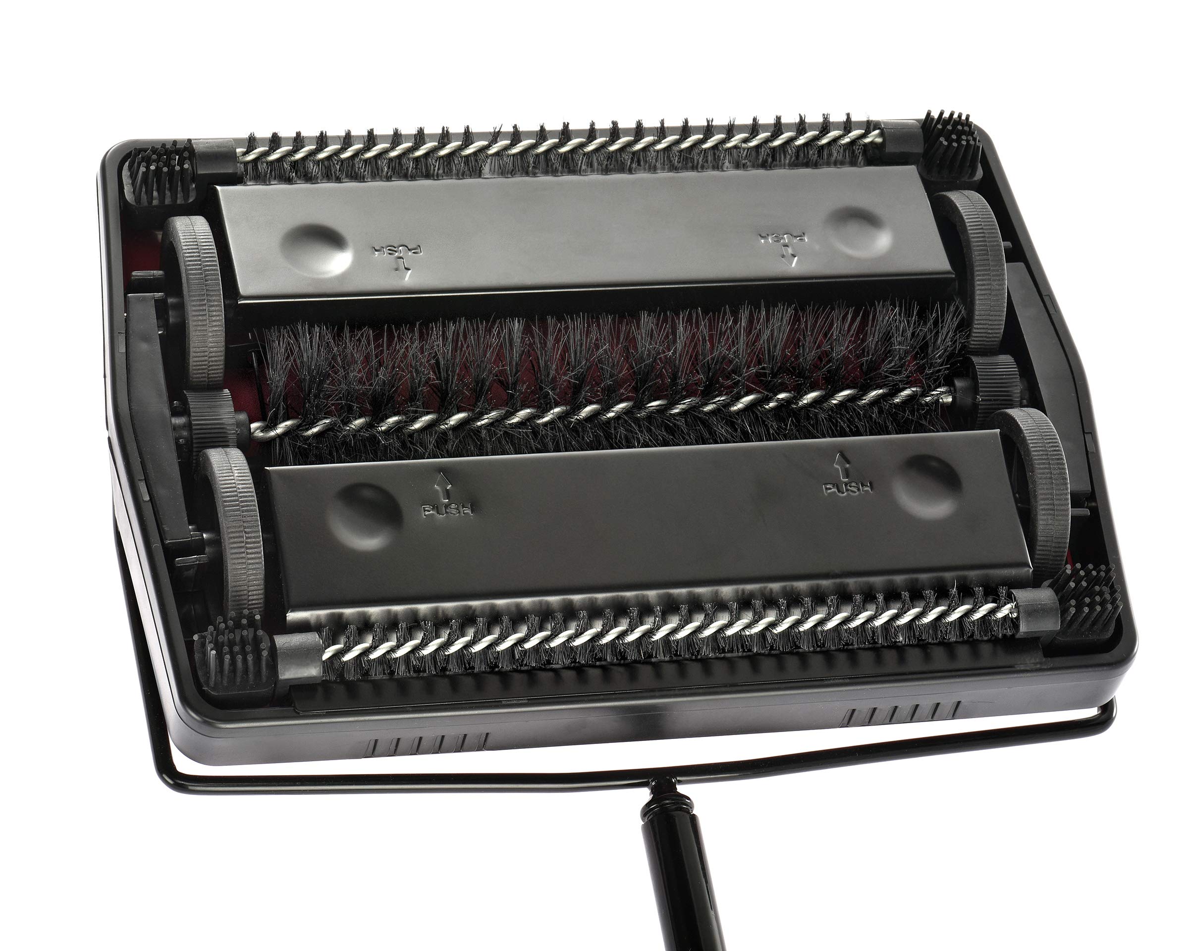 Alpine Manual Carpet Sweeper Triple Brush – Cordless Non Electric Multi-Surface Floor Brush Hardwood Floor Cleaner Easy Sweeping for Carpeted Floors (Improved Black)
