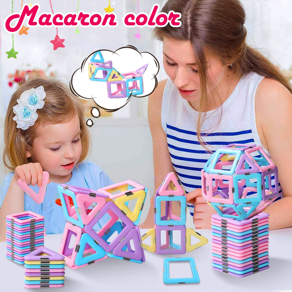 Tolnetr Magnetic Tiles Toys for 3 4 5 6 7 8+ Year Old Boys Girls Upgrade Macaron Castle Blocks Building Set for Toddlers STEM Creativity/Educational Toys for Kids Age 3-6 Christmas Birthday Gifts