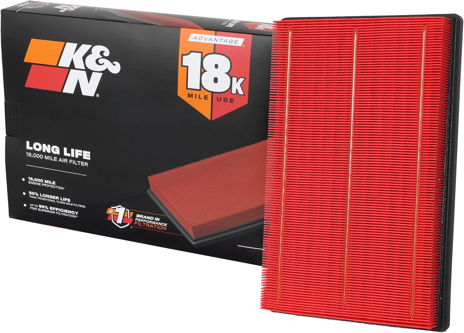 K&N Engine Air Filter: Long Life 18,000 Mile Replacement Air Filter: Compatible with 2002-2026 Dodge Ram Truck V6/V8/V10 (1500, 2500, 3500, 4500, 5500), KNA-2247