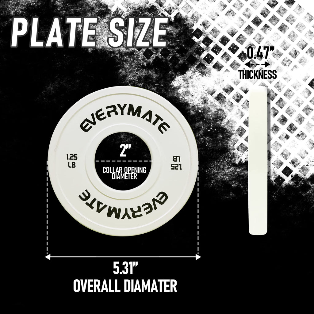 EVERYMATE Change Weight Plates 1.25LB 2.5LB 5LB Set Fractional Plate Olympic Bumper Plates for Cross Training Bumper Weight Plates Steel Insert Strength Training Weight Plates