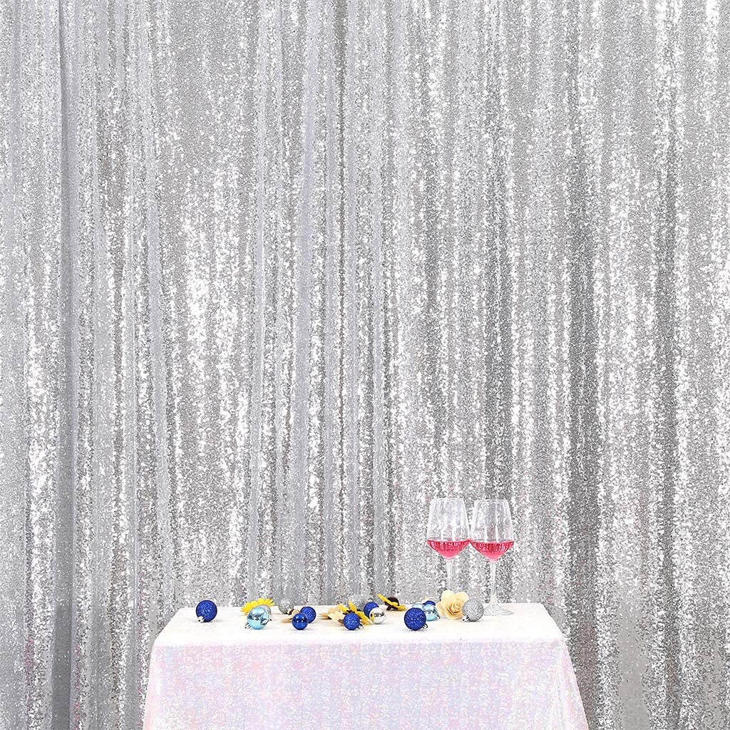 Poise3EHome Baby Blue Sequin Backdrop Curtain, 2 Panels 2Ft x 8Ft Glitter Photography Background for Party Baby Shower Wedding Birthday Christmas Thanksgiving Halloween Decoration