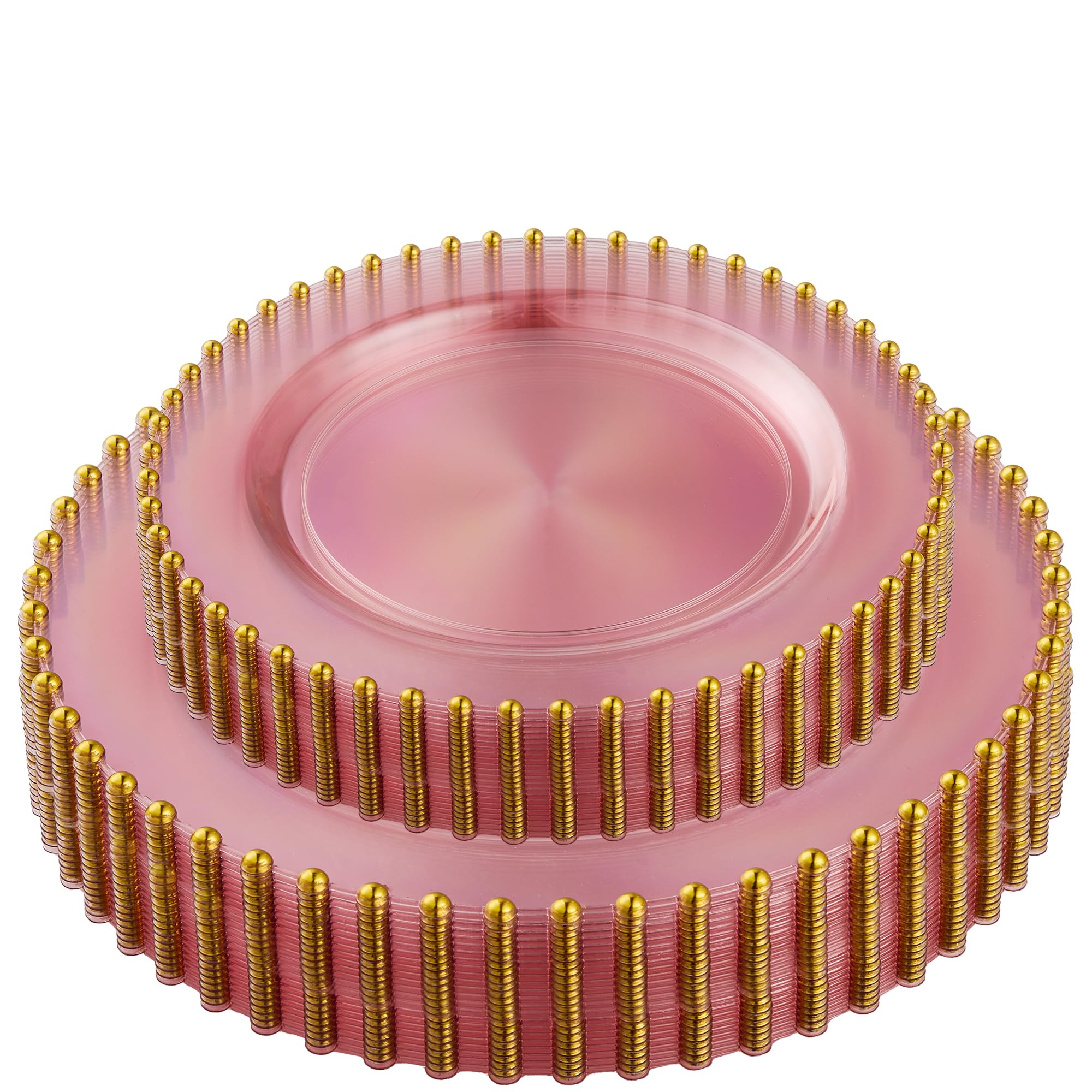 PLASTICPRO 32 Piece Combo Plastic Dinner Plates Disposable Plastic Fancy Heavy Duty Party Dishes 7 inch and 10 inch, Black and Gold Beaded