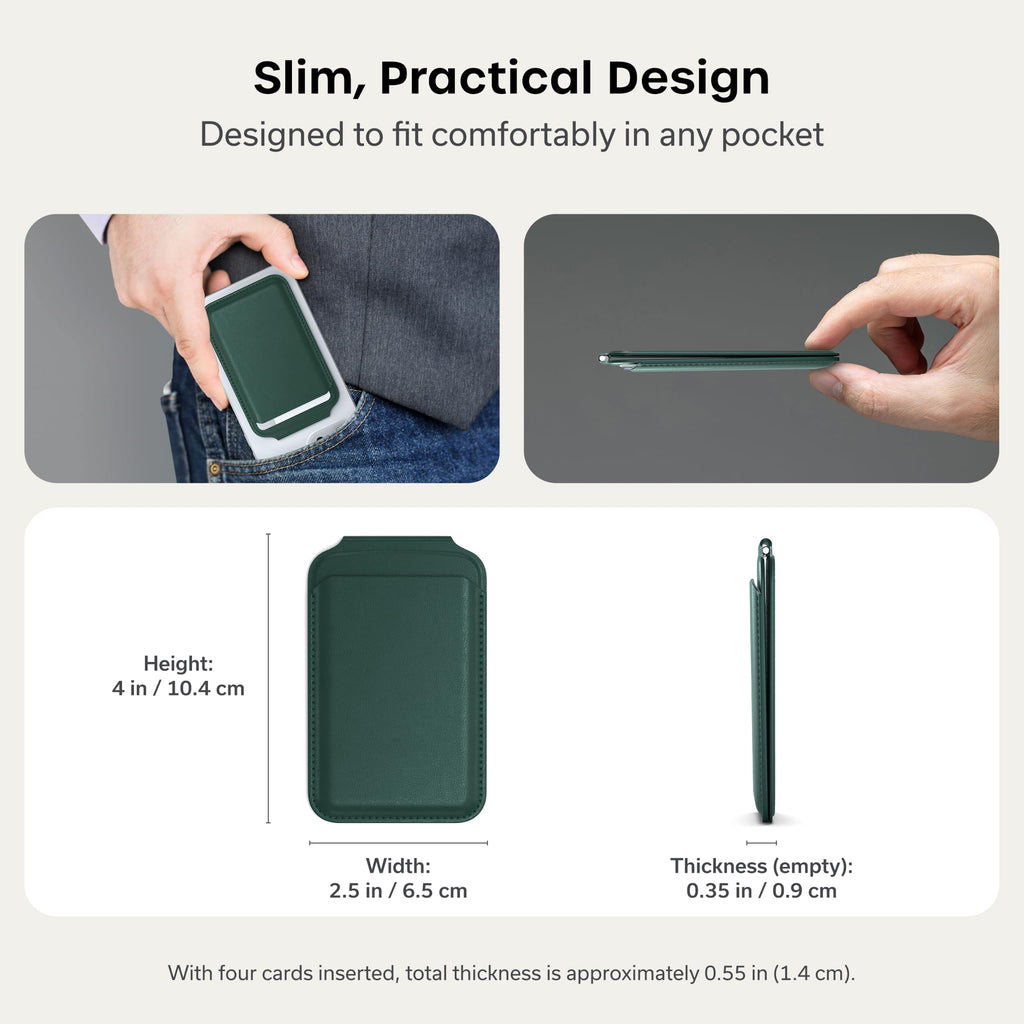 Satechi Magnetic Magsafe Wallet, Double Flap Stand Card Holder, 4 Slots with Front NFC Pass-Through, Adjustable Phone Attachment for iPhone 17/16/15/14/13/12, Travel Accessory