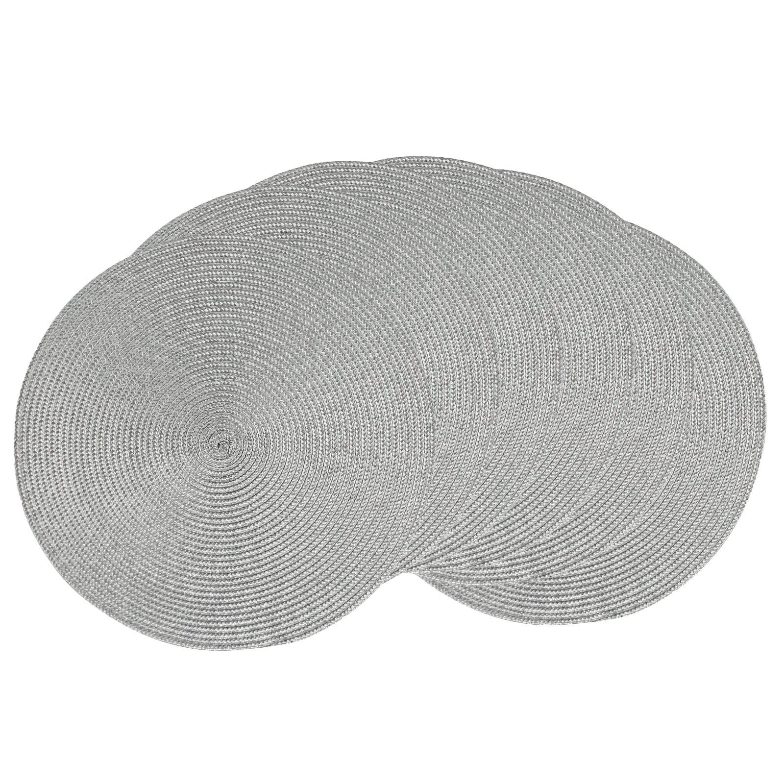 AHHFSMEI Round Placemats Set of 6 Heat Resistant Washable Non-Slip Woven Braided Table Mats for Dining Table Kitchen & Home Decor (Beige)