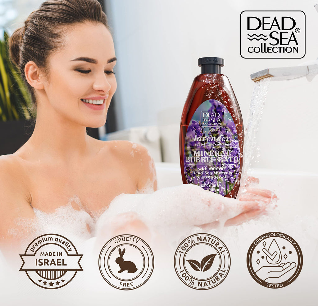 Dead Sea Collection Bubble Bath with Almond Vanilla for Women and Men - Sweet Almond Oil and Dead Sea Salt - Nourishing and Moisturizing Skin - Pack of 2 (67.6 fl.oz)