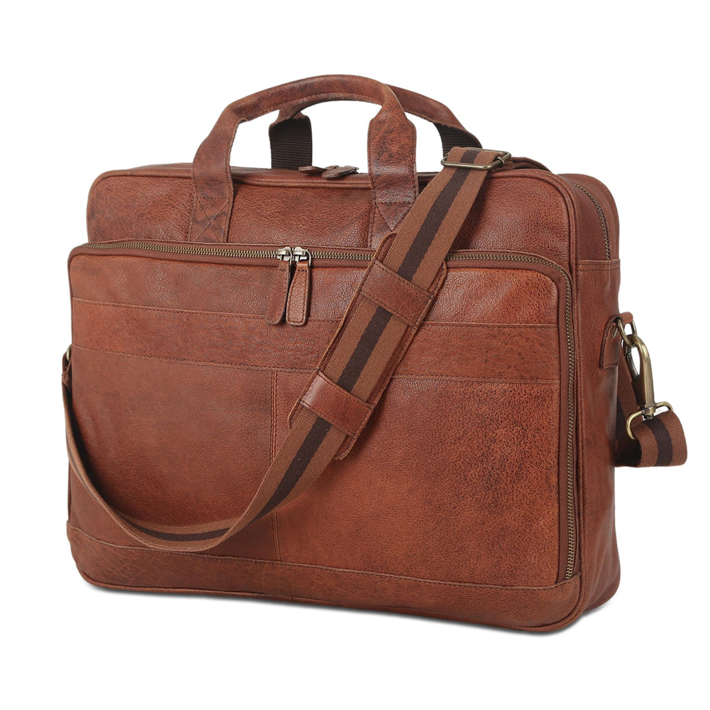 Leather briefcase 18 Inch Laptop Messenger Bags for Men and Women Best Office briefcase Satchel Bag (Black)