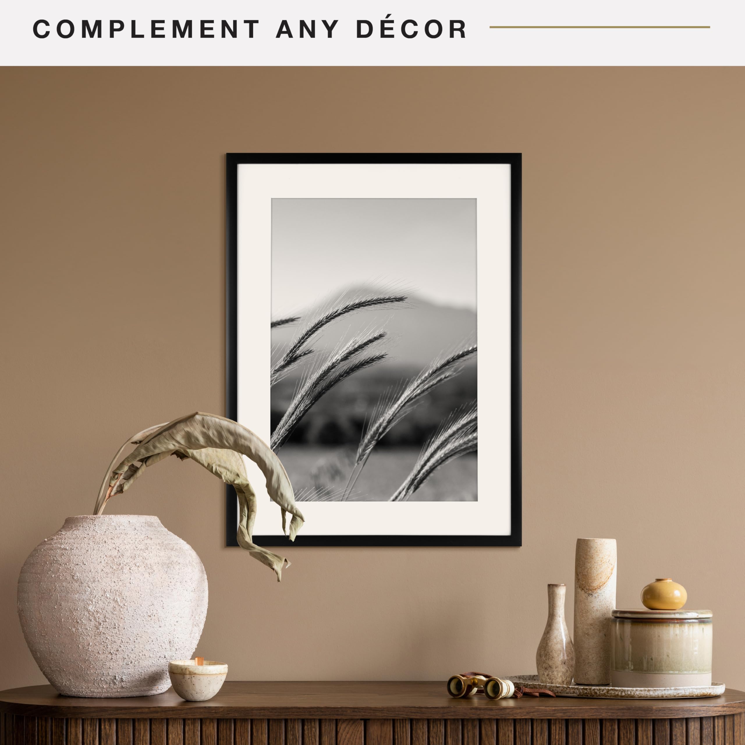 MCS Everline Collection 14x20 Matted Poster Frame with 11x17 Picture Display, Black Vertical & Horizontal Wall Hanging Large Frame for Photos, Posters & Art Prints (1-Pack)