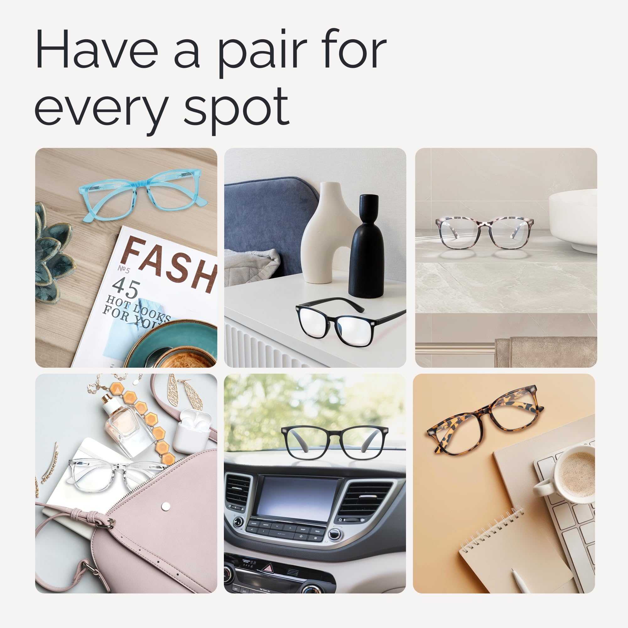 CCVOO Mix & Match Reading Glasses for Women - Lightweight, Comfortable Fit, Clear Vision - Blue Light Blocking
