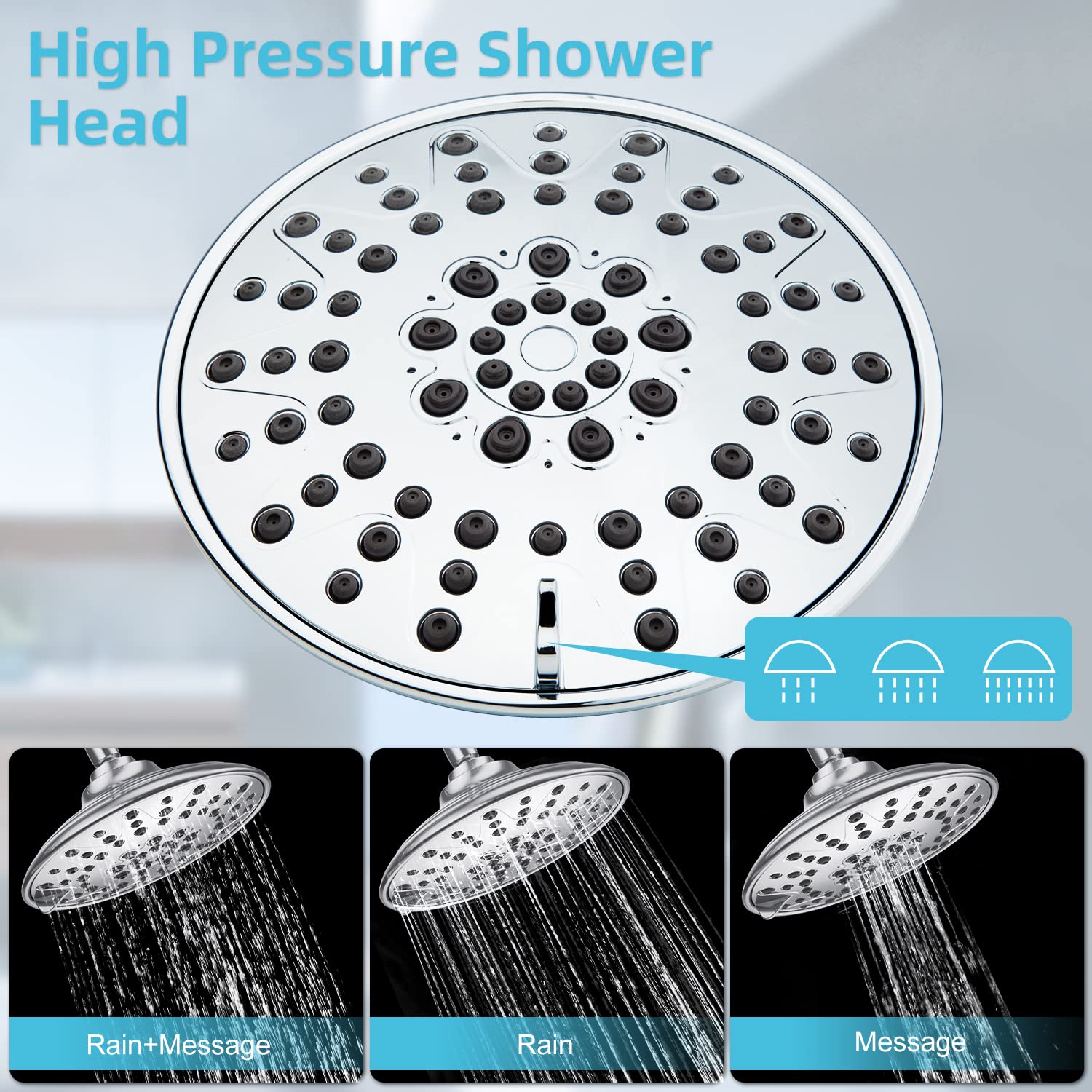 EMBATHER Shower Faucets Sets Complete, with 3 Setting High Pressure Shower Head Combo, Bathroom Wall Mounted Rainfall Shower System Fixtures with 8-Mode Handheld Spray, Brushed Nickel
