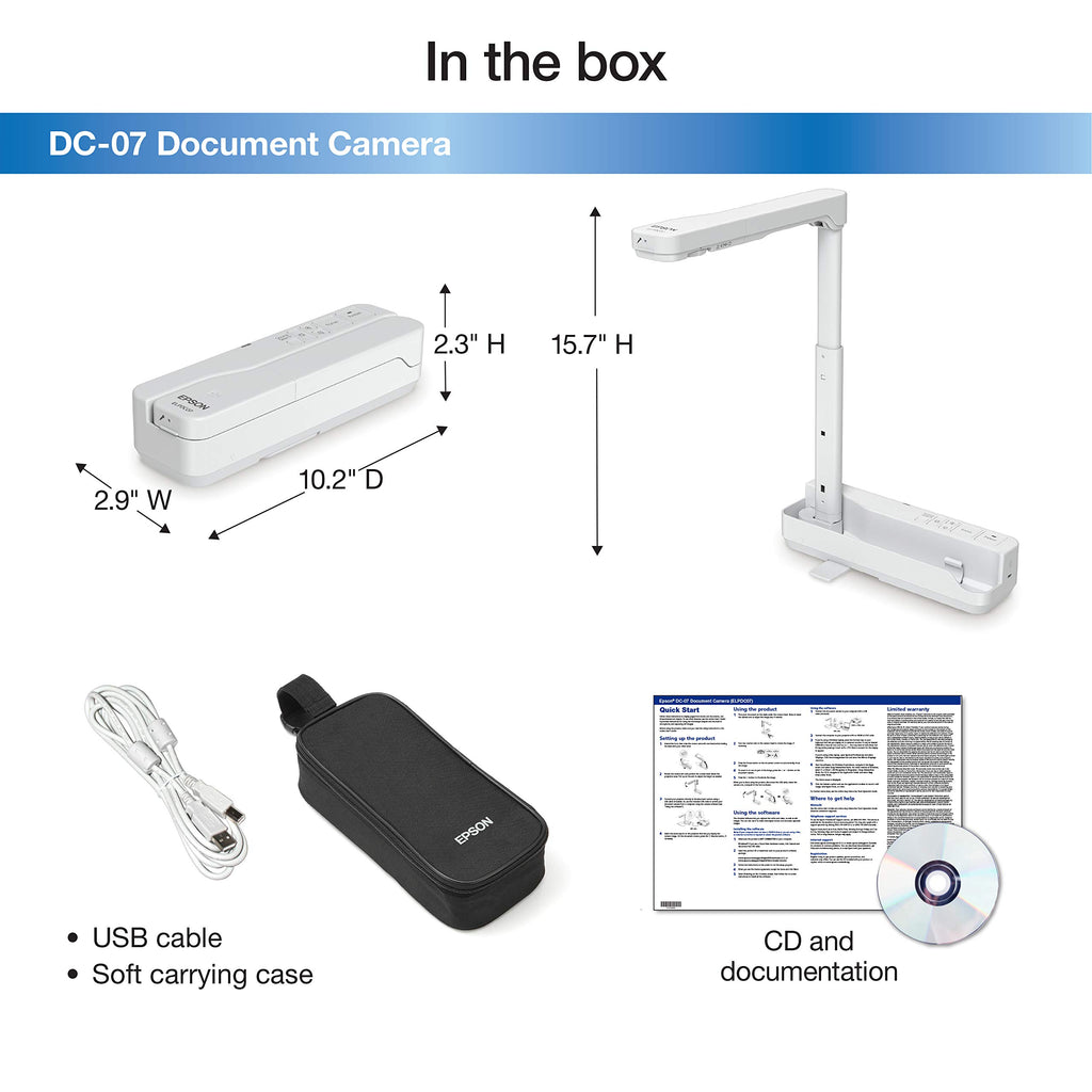Epson DC-13 High-Definition Document Camera with HDMI, 16x Digital Zoom and 1080p Resolution,White