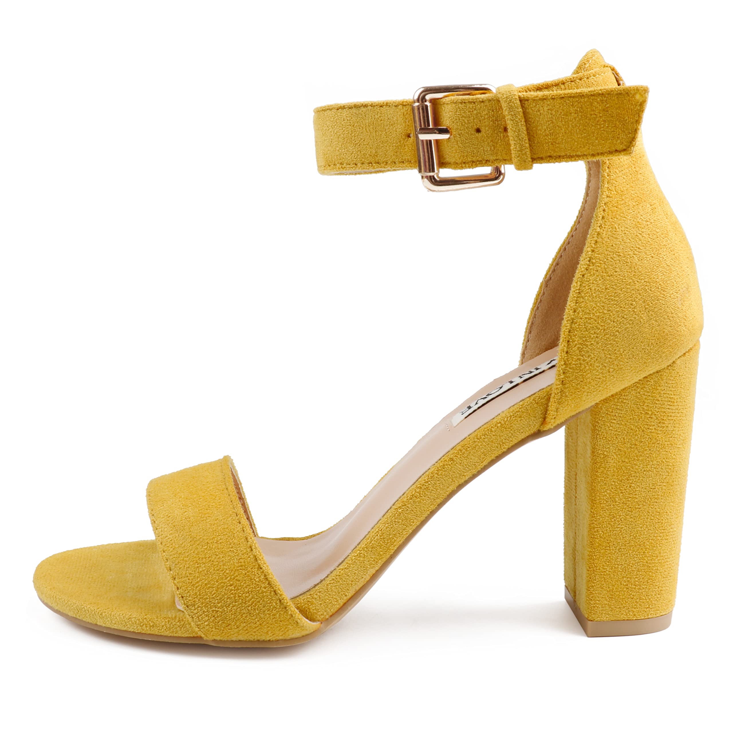 JOY IN LOVE Womens 3.5" Chunky Block High Heels Ankle Strap Heeled Sandals