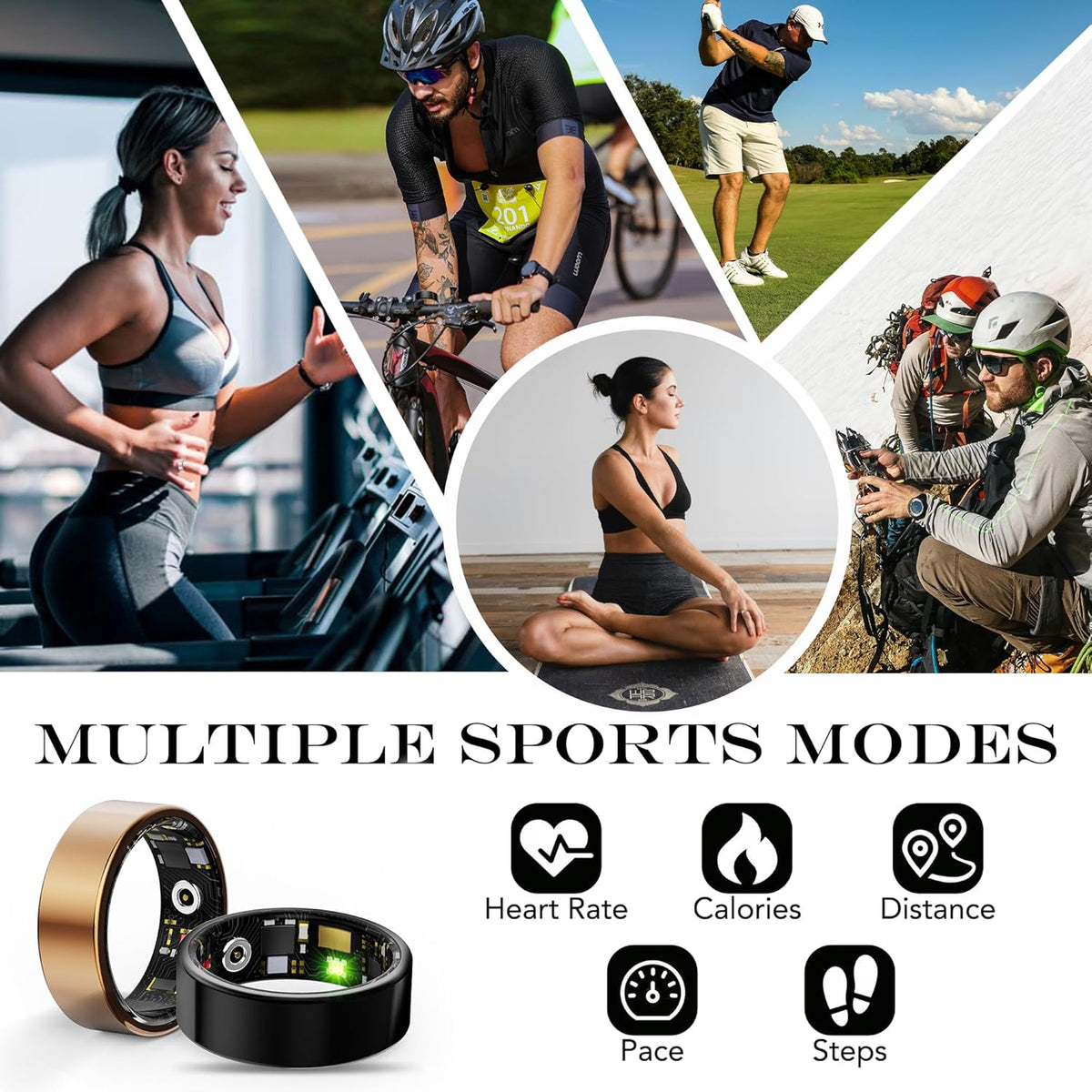 Smart Health Ring for Women Men Fitness Tracker with Heart Rate, Blood Oxygen, Blood Pressure, Sleep Monitoring, Step Counting, IP68 Waterproof for iOS and Android, Rose Gold 7