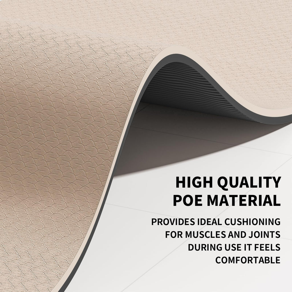 Large Yoga Mat (6'x 4')-POE 0.28''/0.32''/0.4'' Thick Fitness Mat, Eco-Friendly Exercise Mat for Home Workouts, Ideal for Yoga and Pilates