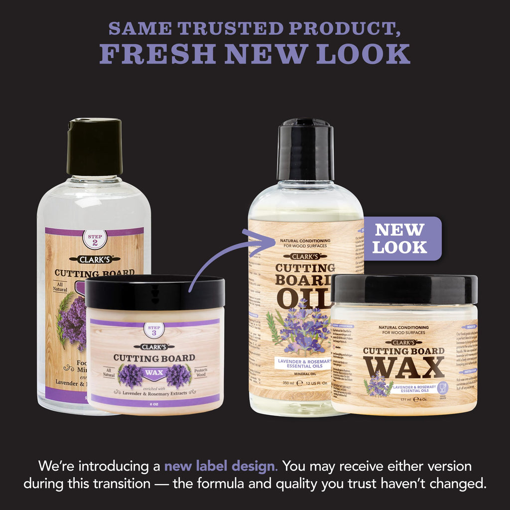 CLARK'S Cutting Board Care Kit with Coconut Oil - Includes Butcher Block Oil and Wax - Made with Refined Coconut Oil, Natural Beeswax, and Carnauba Wax - For Kitchen Countertops and Butcher Blocks