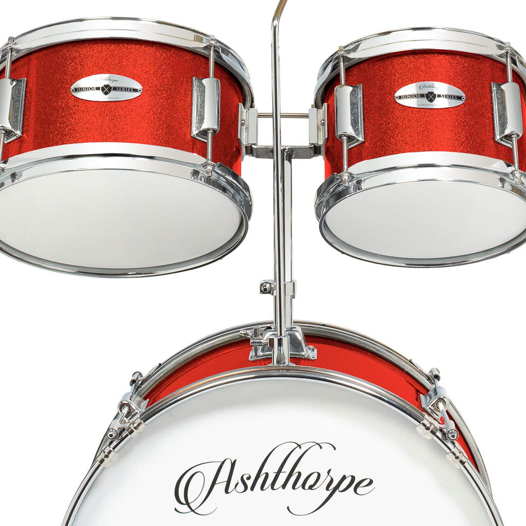 Ashthorpe 5-Piece Complete Kids Drum Set with Genuine Brass Cymbals - Junior Beginner Kit with 16" Bass, Throne, Hi-Hats, Pedals & Drumsticks - Black