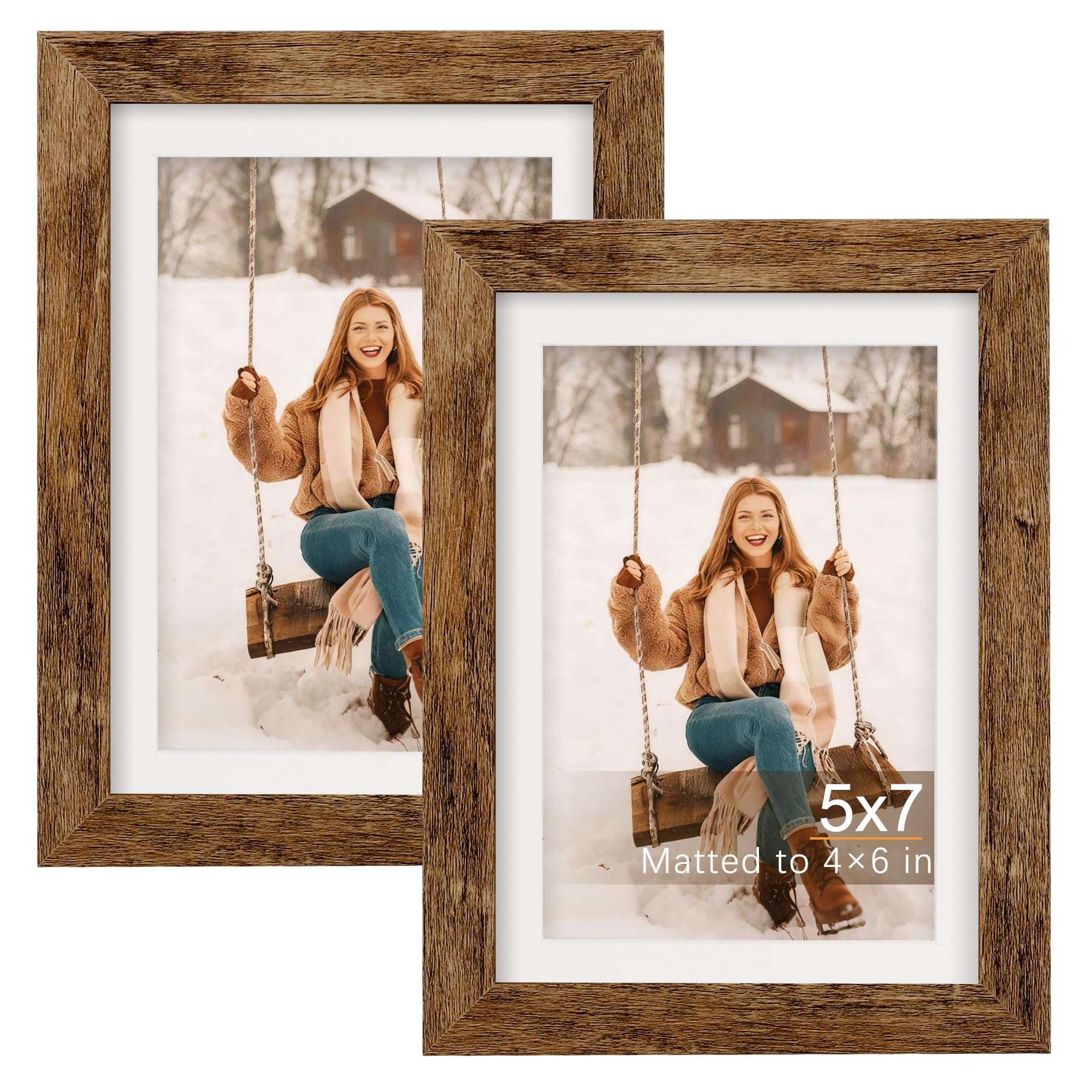 TOFOREVO Picture Frames 4x4 Set of 2 Black Wood Grain Photo Frame for Gallery Wall Mounting or Tabletop Display