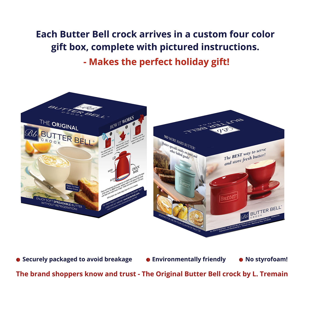 Butter Bell - The Original Butter Bell Crock by L. Tremain, a Countertop French Ceramic Butter Dish Keeper for Spreadable Butter, French Ceramic Butter Dish Keeper, Specialty (Ivory Matte)