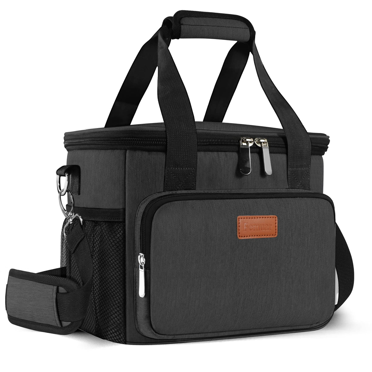 Femuar Lunch Bags for Women/Men, Insulated Lunch Bag for Work Office Picnic - Large Lunch Cooler Bag Leakproof Lunch Box with Adjustable Shoulder Strap for Adults - Grey (15L)