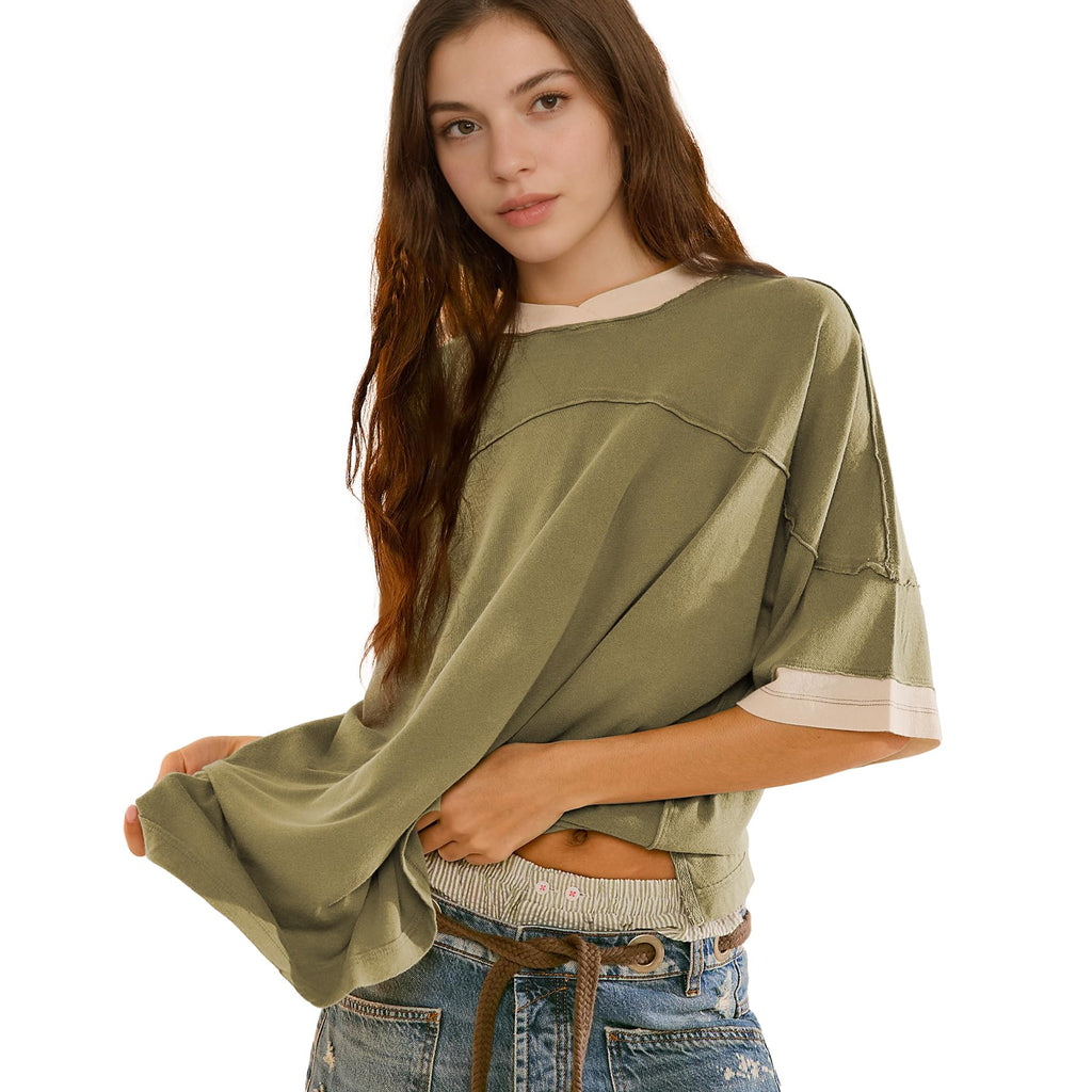 Songling Womens 3/4 Length Sleeve Casual Loose Fit Summer Tee Shirt Basics Cotton t Shirts Trendy Tops