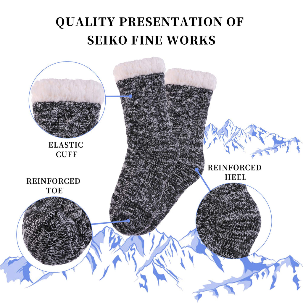 SDBING Women's Winter Super Soft Warm Cozy Fleece Lined Fuzzy Slipper Socks with Grippers