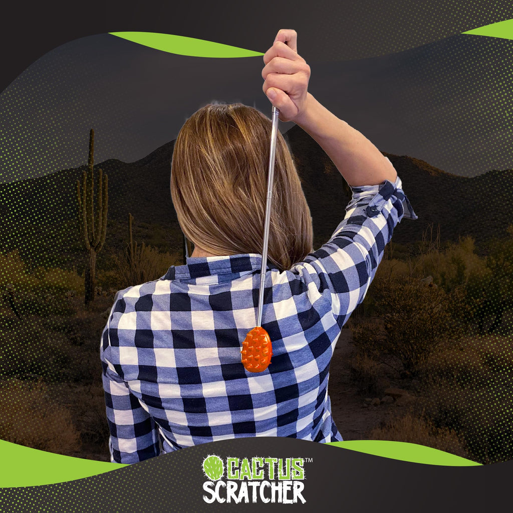 Cactus Scratcher Extendable Big Stick Back Scratcher - Extends 29" Long Double Sided Retractable Scratching Tool for Hand, Neck, Head, and Body - Universal Gift for Family, Pets, and Friends, Glow