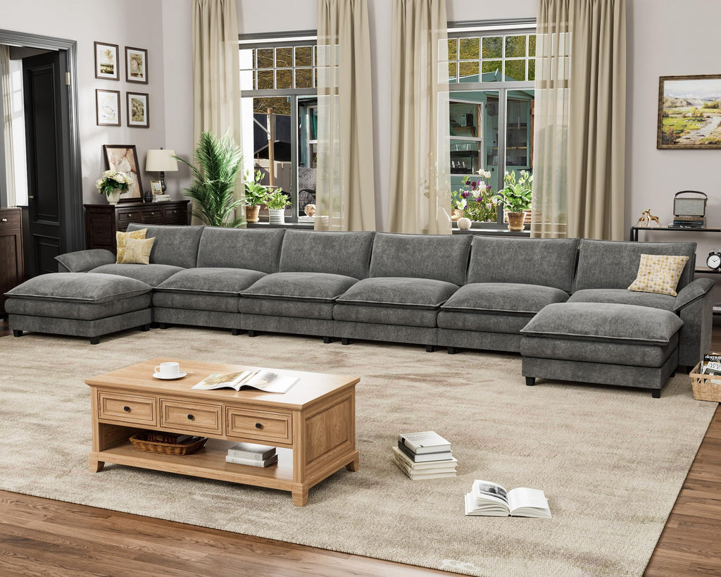 Homall 80" Modular Sectional Sofa, Loveseat Sofa Couch with Double-Layer Cushion, DIY Combination Chenille Deep 2-Seat Cloud Couch for Living Room, Apartment (Bright Grey, Loveseat Sofa)