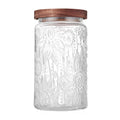 Custde Glass Storage Jars With Airtight Lid, 23.7oz Container For Kitchen Counter with Wooden Lid, brown sugar, candy, coffee, cookie, salt, tea, cute Jar (35oz Large Begonia Flowers)