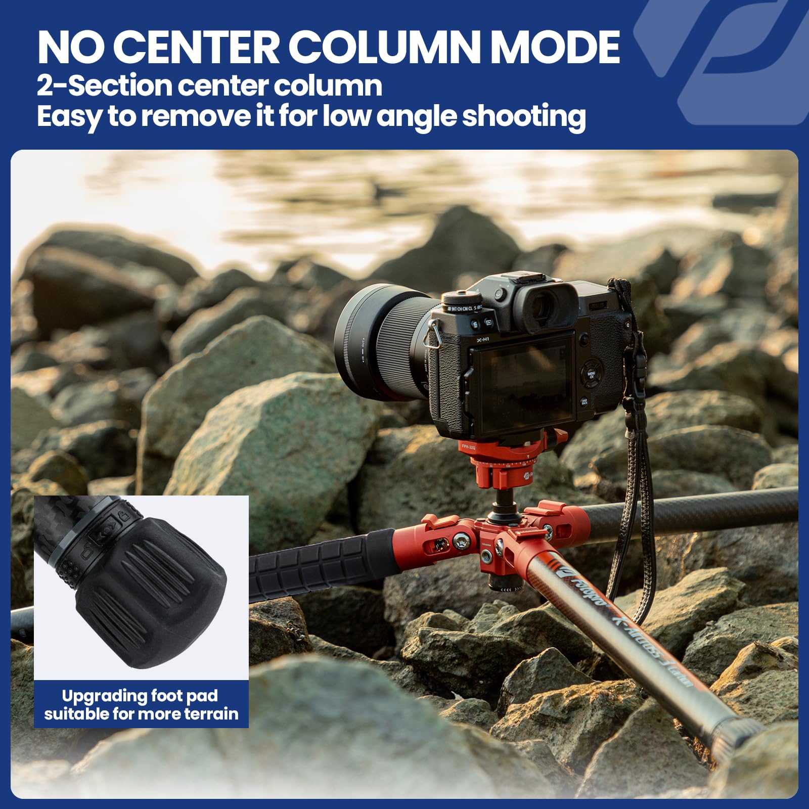 Fotopro 60" Camera Tripod, Carbon Fiber Travel Tripod with 360° Ball Head, Ultralight 2.1lbs, 22lbs Load, Quick Lock, Folds to 14.3" Carry-On, for DSLR Mirrorless Cameras, X-Aircross 3 Blue
