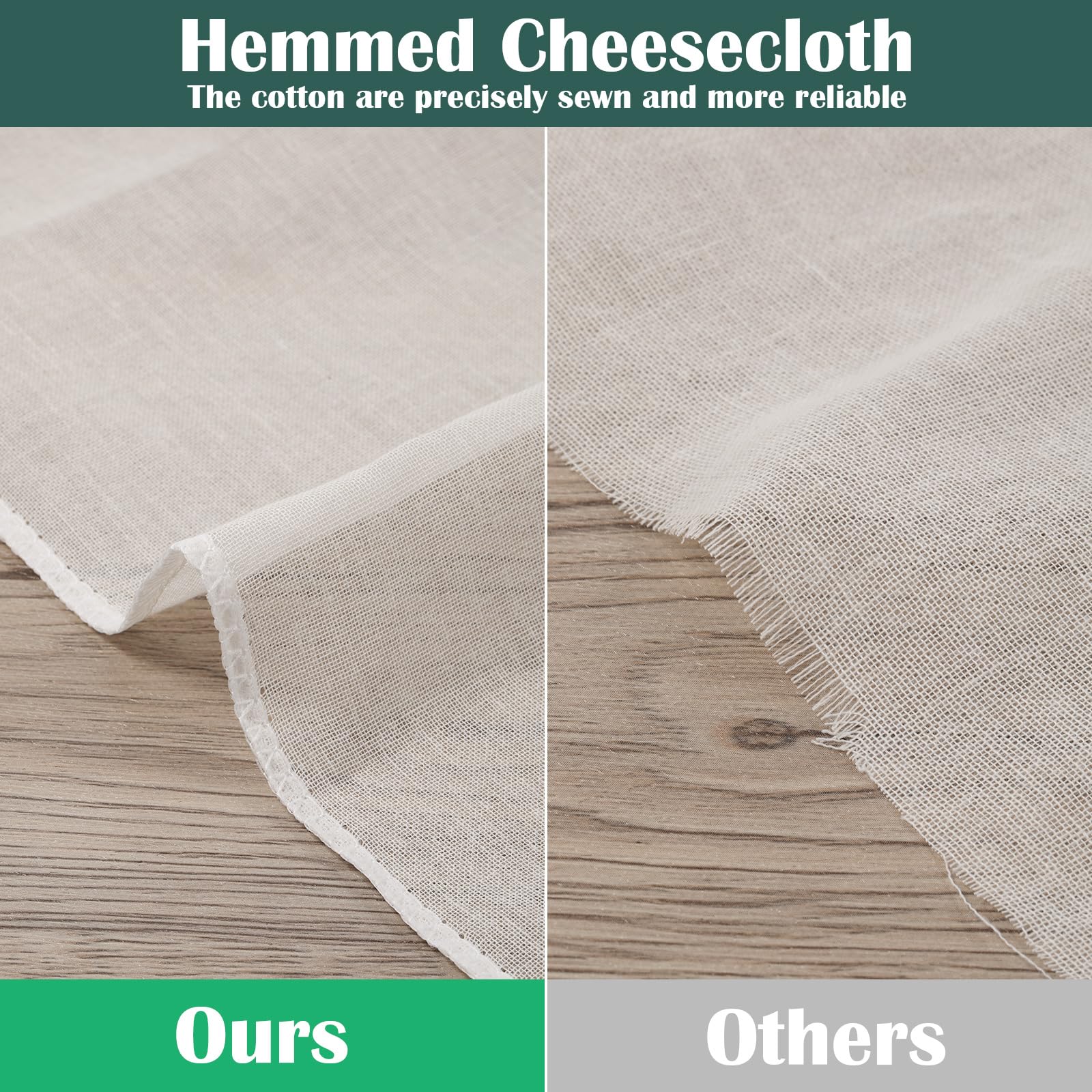 Reginary 24 Pcs 15 x 15 Inches Cheese Cloths Bulk, Grade 100, Hemmed Reusable Cheesecloth Bag for Straining Unbleached Cotton Muslin Cloth for Cheese Making, Cooking, Baking, Juicing, Butter, Turkey