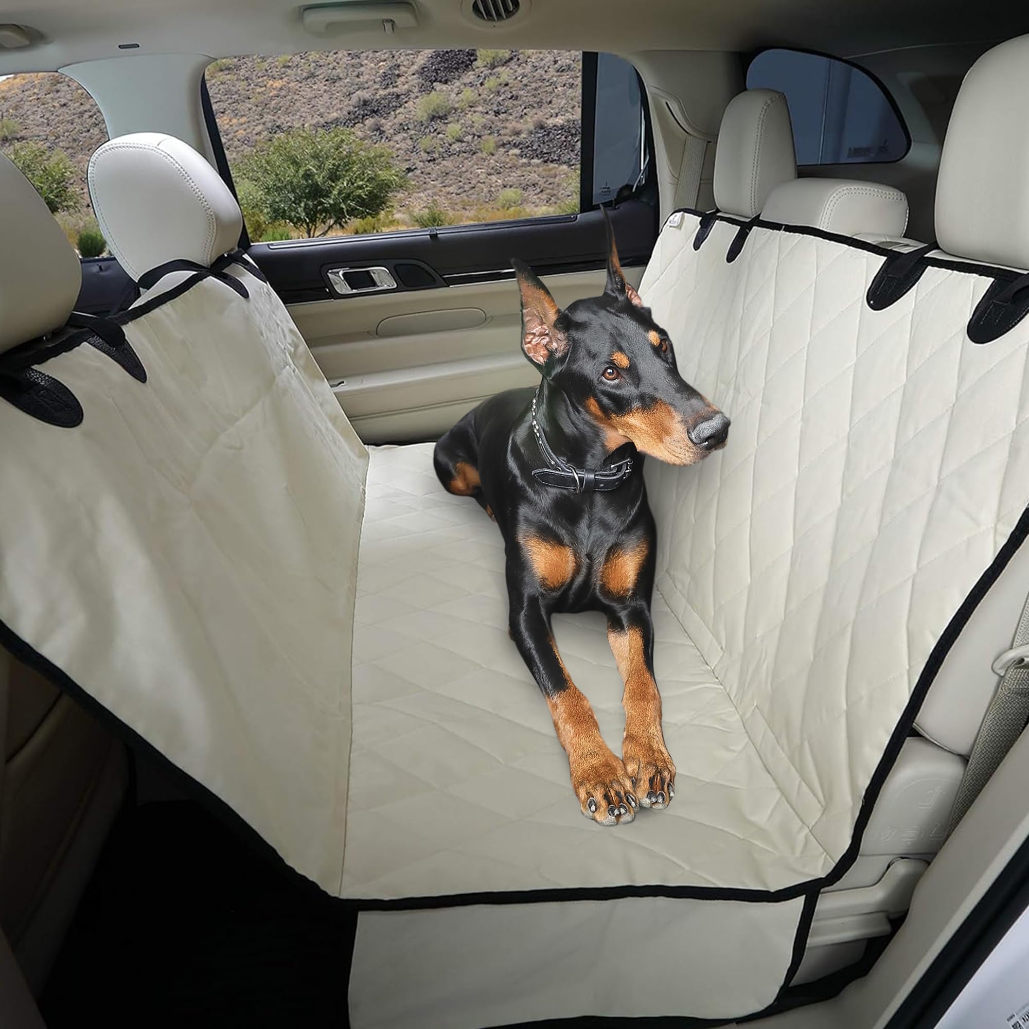 4Knines Dog Backseat Cover with Hammock for Cars, SUVs, and Trucks – Waterproof Layers, Nonslip Seat Protector, Durable Nylon Clips, K9 Shield with Heavy Duty Thread, (Extra Large, Grey)