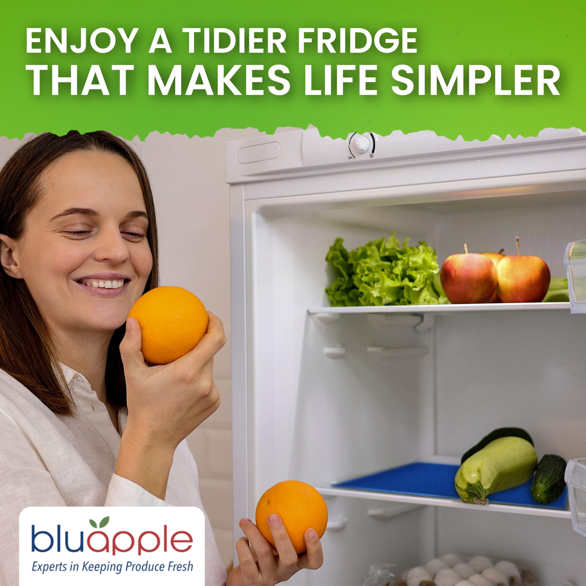 Bluapple FreshMats, Refrigerator Bin Liner, Fridge Drawer Mats, Crisper Life Extender Liner Keeps Produce Fresh Longer, Anti-Bruising, for Air Circulation, Washable & Reusable (4-Mats, 12x15, Black)